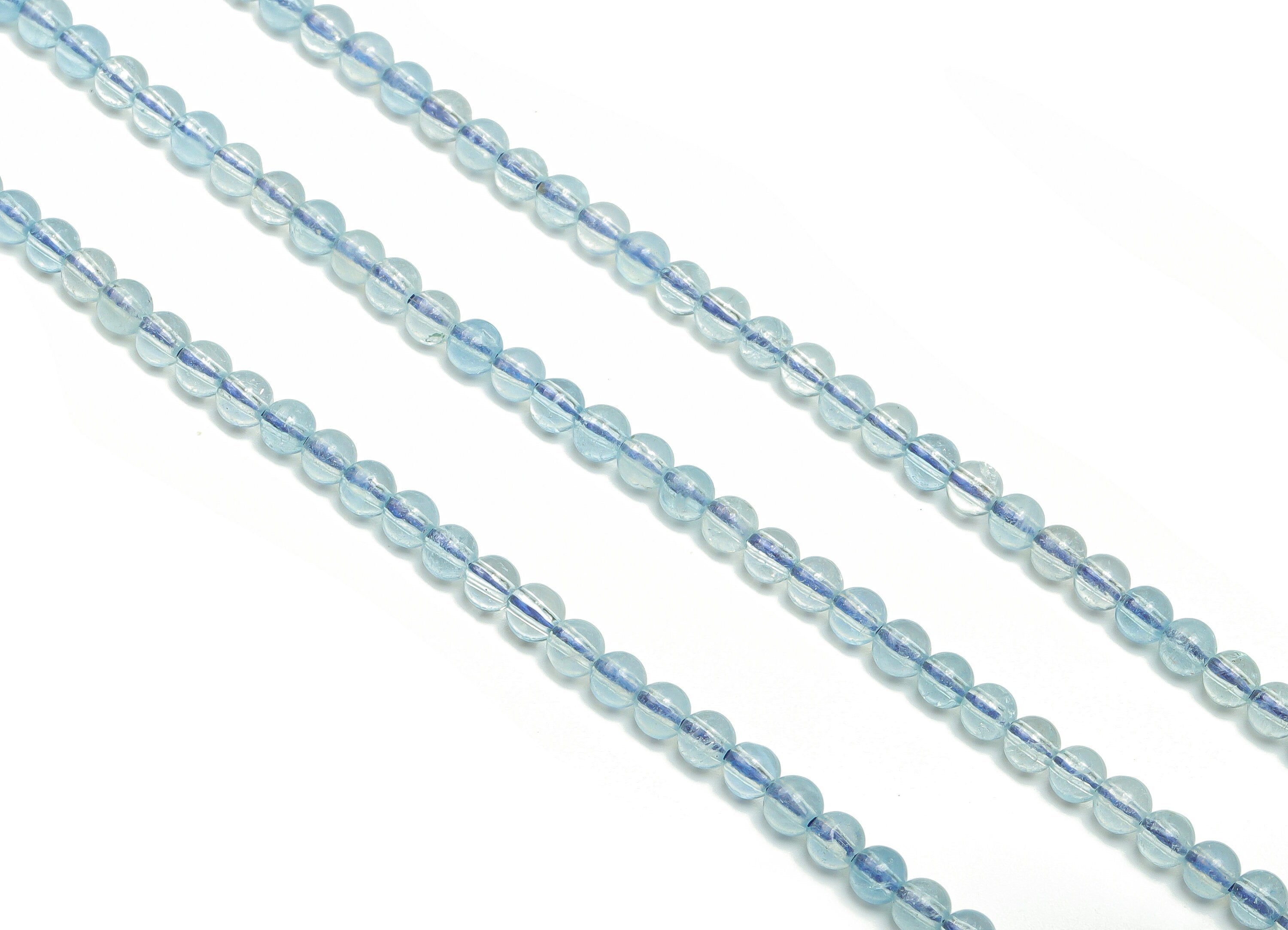 Aquamarine Round Beads 4mm - 15.5 inch - Round Gemstone Beads - Natural Stone Beads - 4x4mm - NS1517 - DOMEDBAZAAR