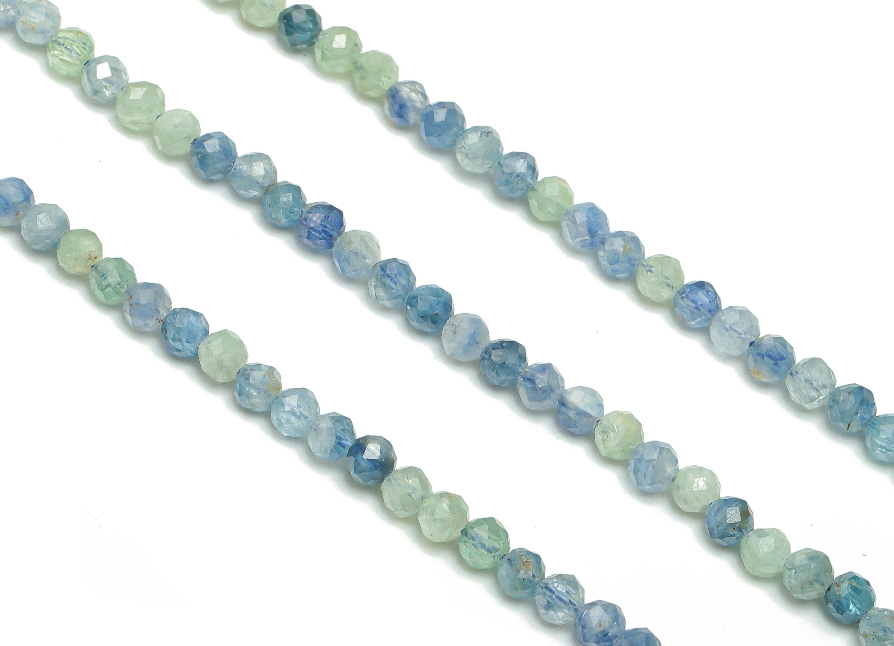 Kyanite Round Beads 4mm - 15.5 inch - Faceted Round Gemstone Beads - Natural Stone Beads - 4x4mm - NS1519 - DOMEDBAZAAR