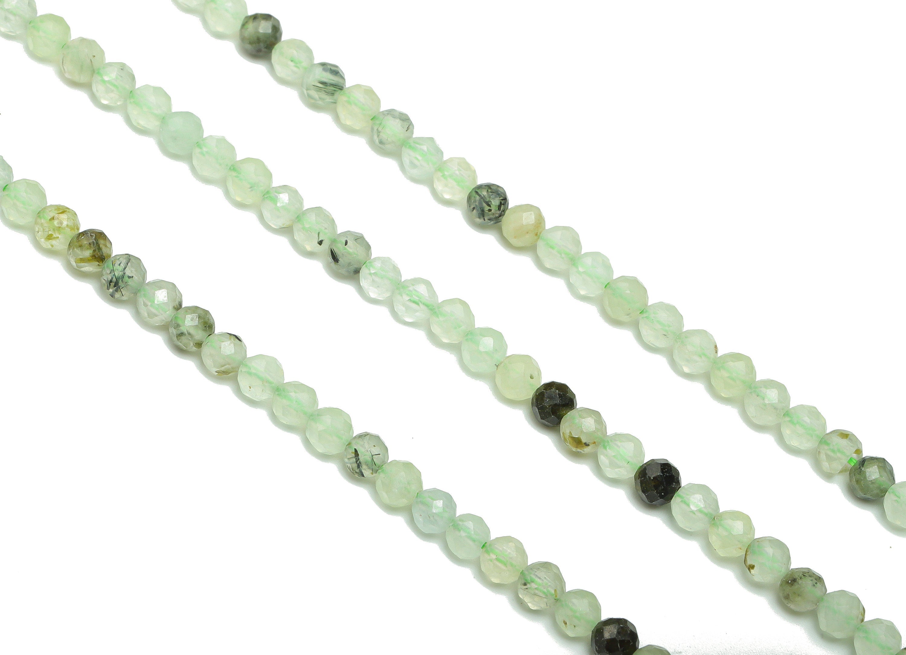 Prehnite Round Beads 4mm - 15.5 inch - Faceted Round Gemstone Beads - Natural Stone Beads - 4x4mm - NS1502 - DOMEDBAZAAR