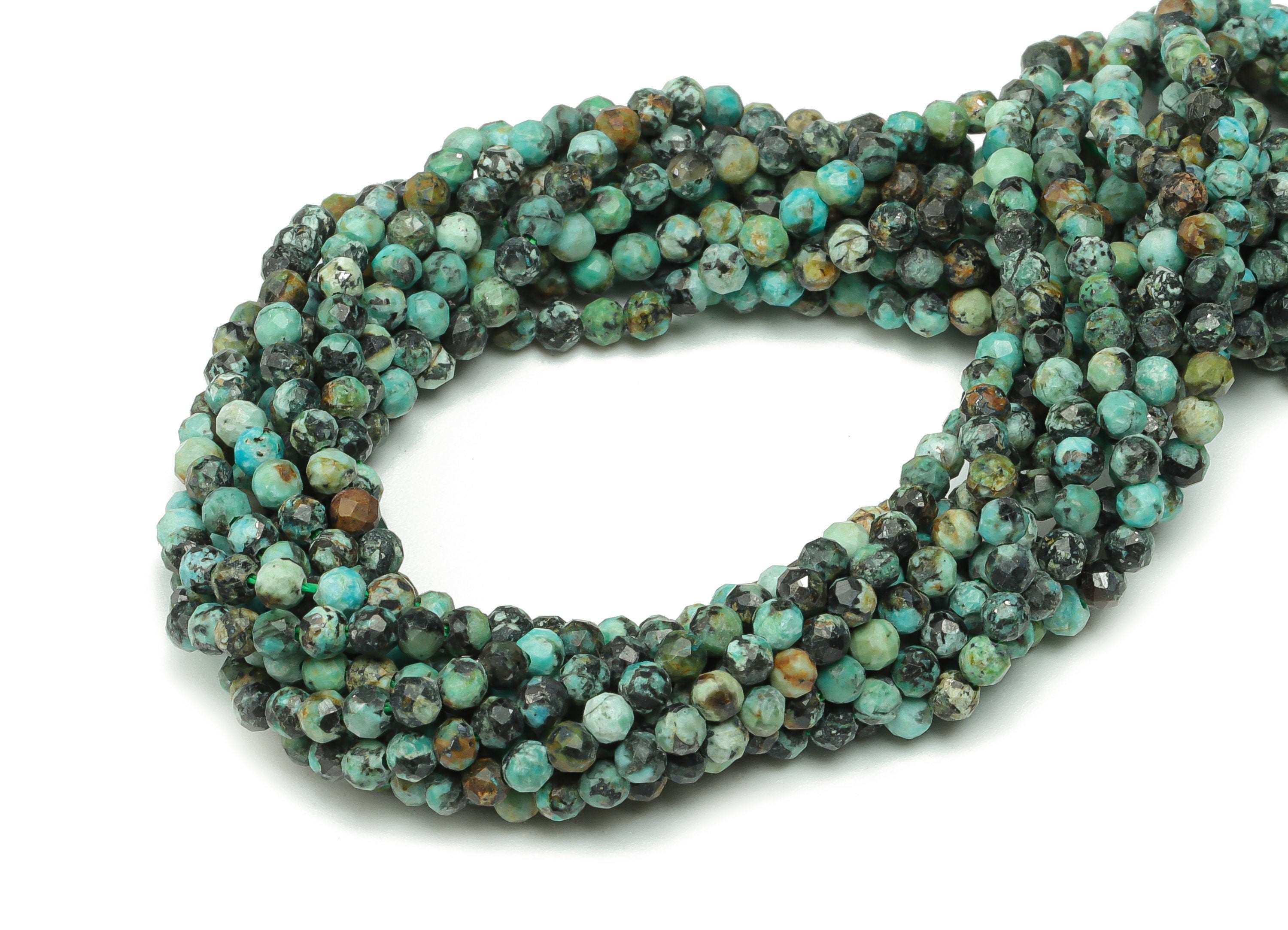 Turquoise Round Beads 2mm - 15.5 inch - Kallaite Faceted Round Gemstone Beads - Natural Stone Beads - 2x2mm - NS1539 - DOMEDBAZAAR