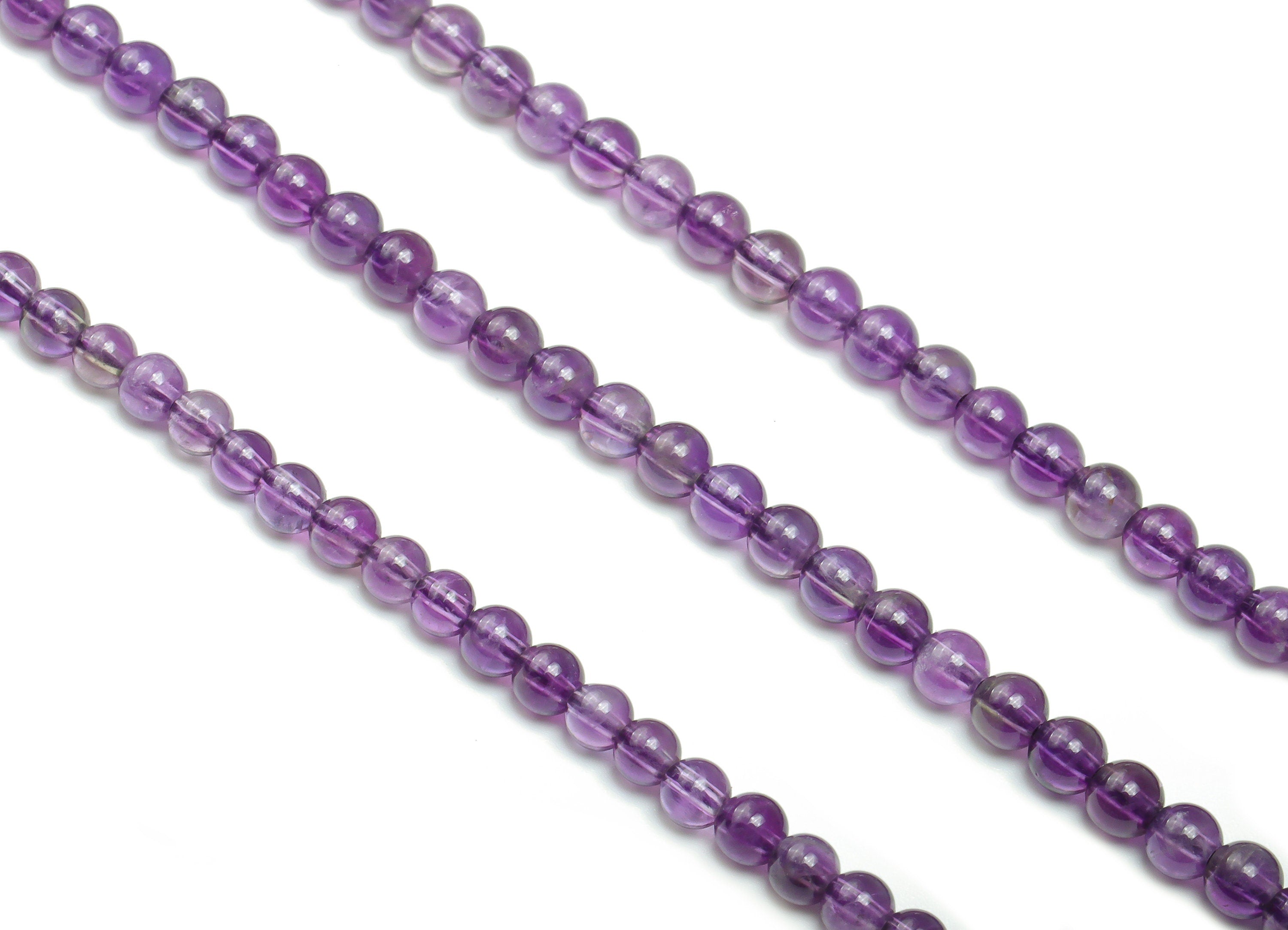 Amethyst Round Beads 4mm - 15.5 inch - Round Gemstone Beads - Natural Stone Beads - 4x4mm - NS1530 - DOMEDBAZAAR