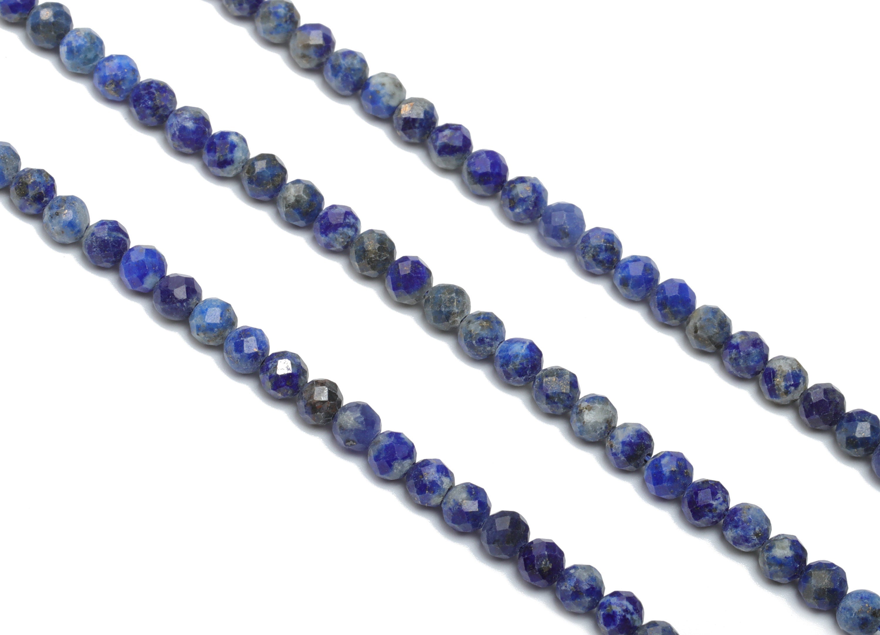 Lapis Lazuli Round Beads 4mm - 15.5 inch - Faceted Round Gemstone Beads - Natural Stone Beads - 4x4mm - NS1509 - DOMEDBAZAAR