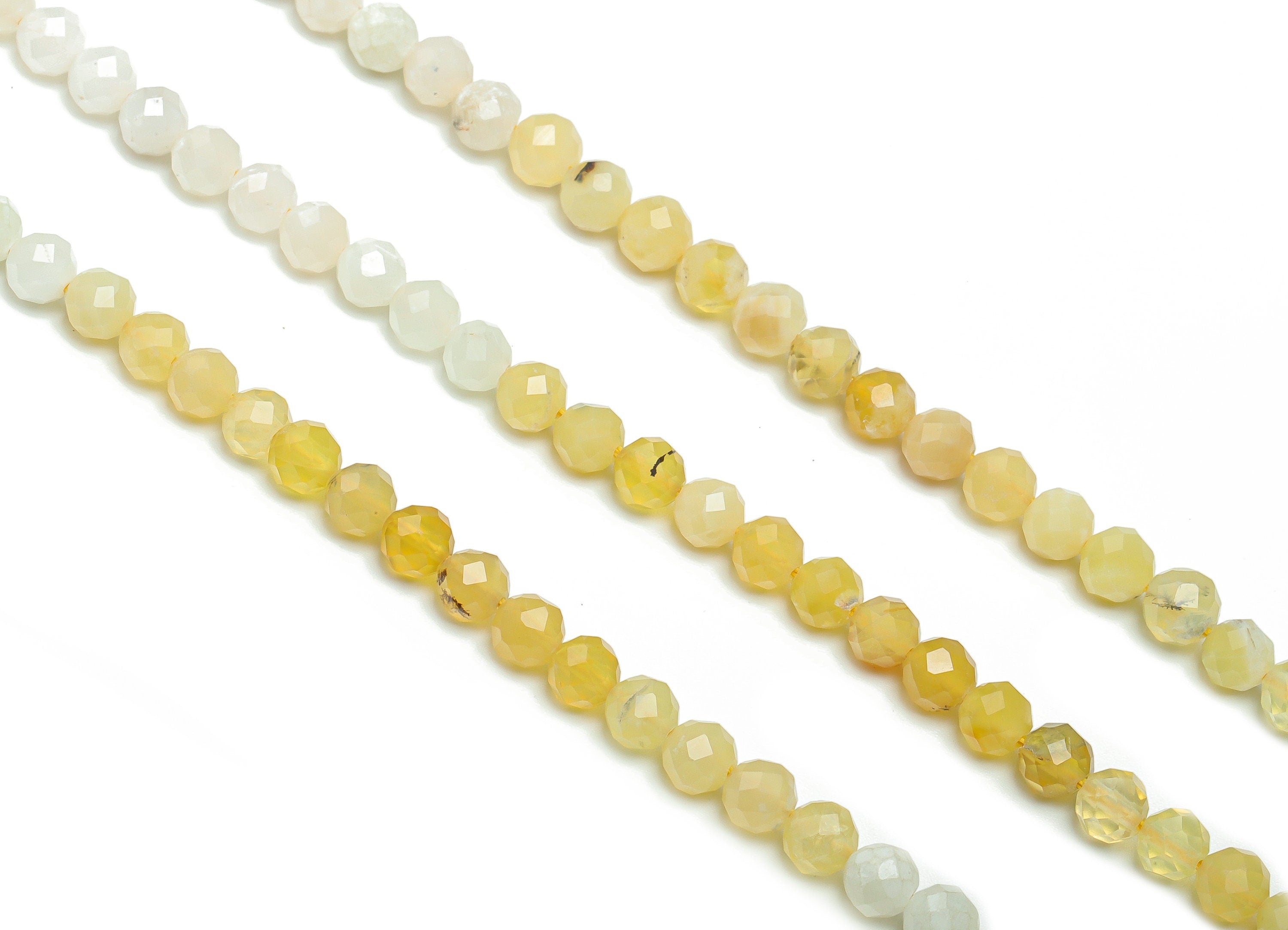 Yellow Opal Round Beads 4mm - 15.5 inch - Faceted Round Gemstone Beads - Natural Stone Beads  - 4x4mm - NS1499 - DOMEDBAZAAR