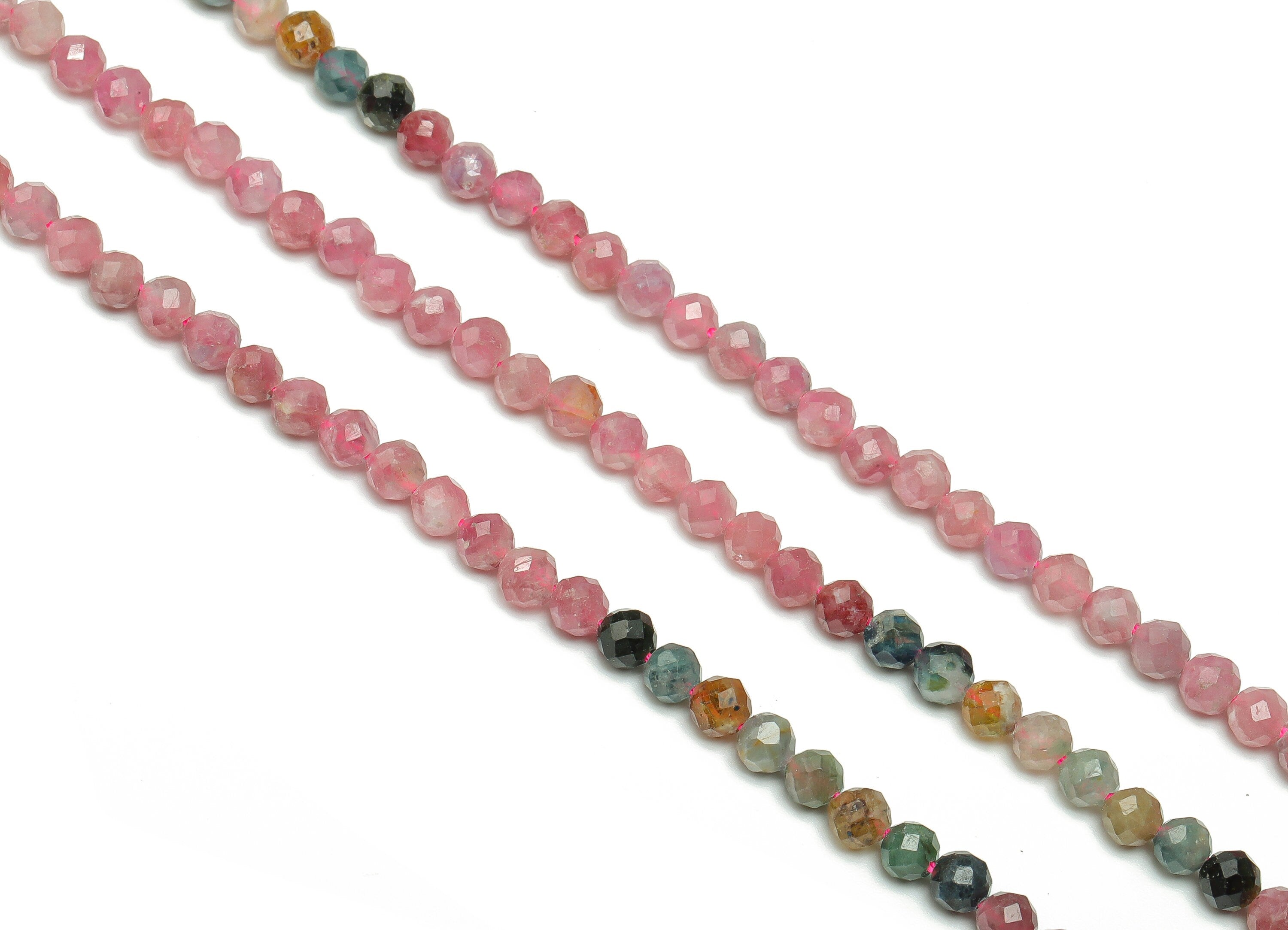 Tourmaline Round Beads 4mm - 15.5 inch - Faceted Round Gemstone Beads - Natural Stone Beads - 4x4mm - NS1477 - DOMEDBAZAAR