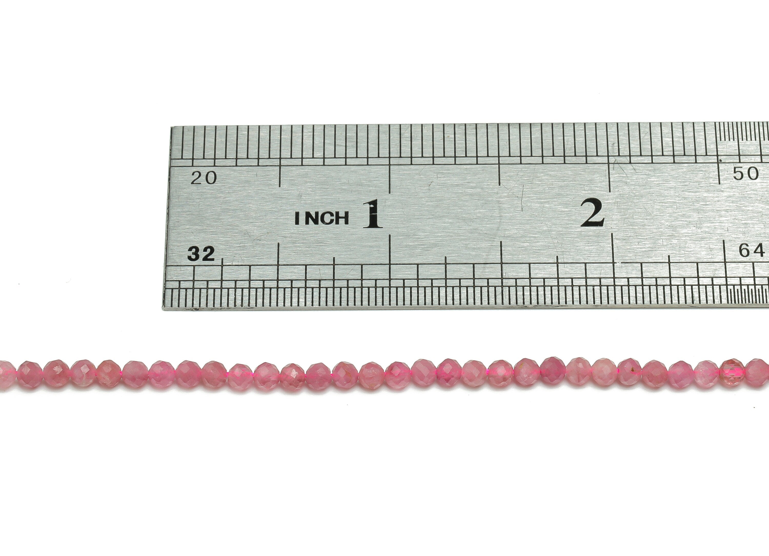 Pink Tourmaline Round Beads 3mm - 15.5 inch - Faceted Round Gemstone Beads - Natural Stone Beads - 3x3mm - NS1491 - DOMEDBAZAAR