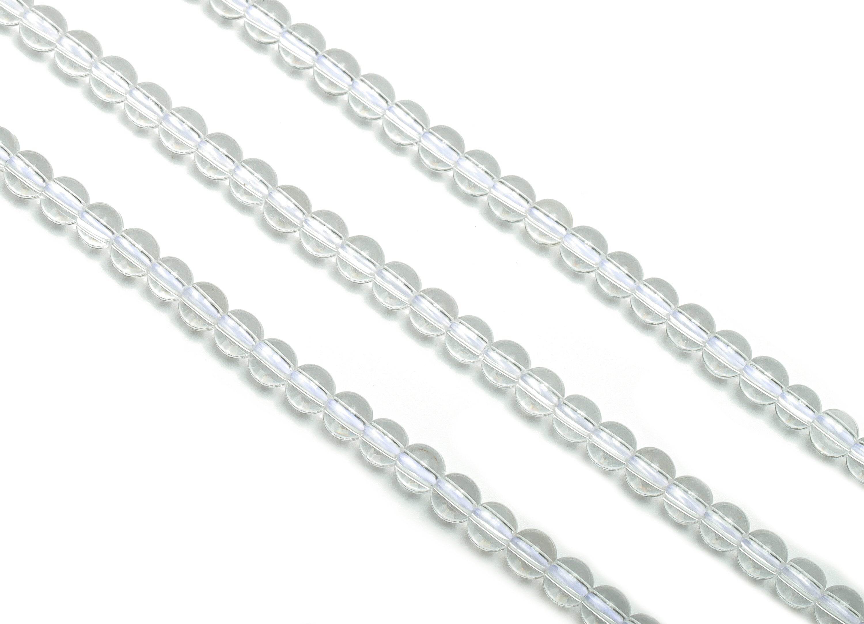 White Crystal Round Beads 4mm - 15.5 inch - Round Gemstone Beads - Natural Stone Beads - 4x4mm - NS1535 - DOMEDBAZAAR