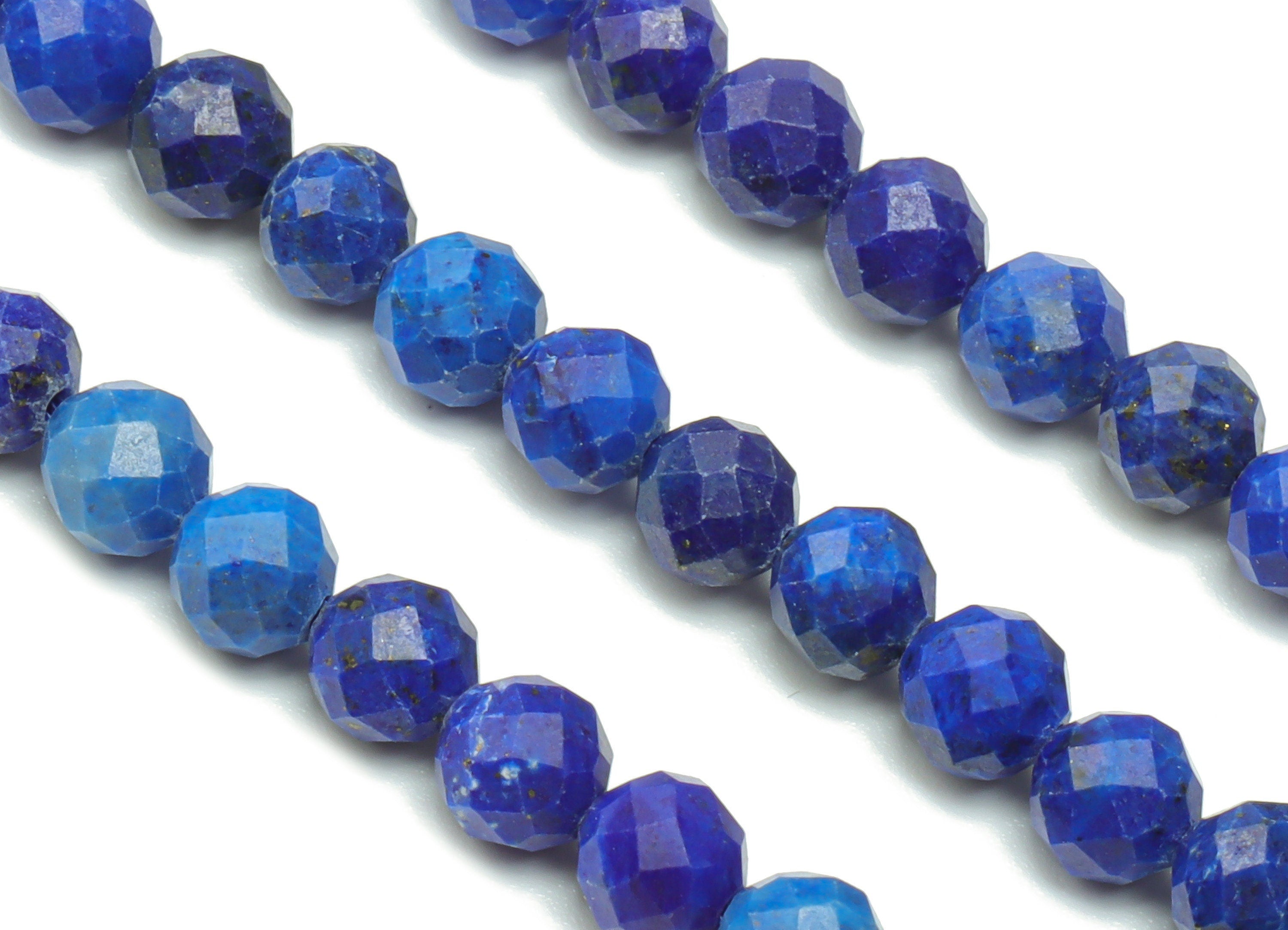 Lapis Lazuli Round Beads 4mm - 15.5 inch - Faceted Round Gemstone Beads - Natural Stone Beads - 4x4mm - NS1473 - DOMEDBAZAAR