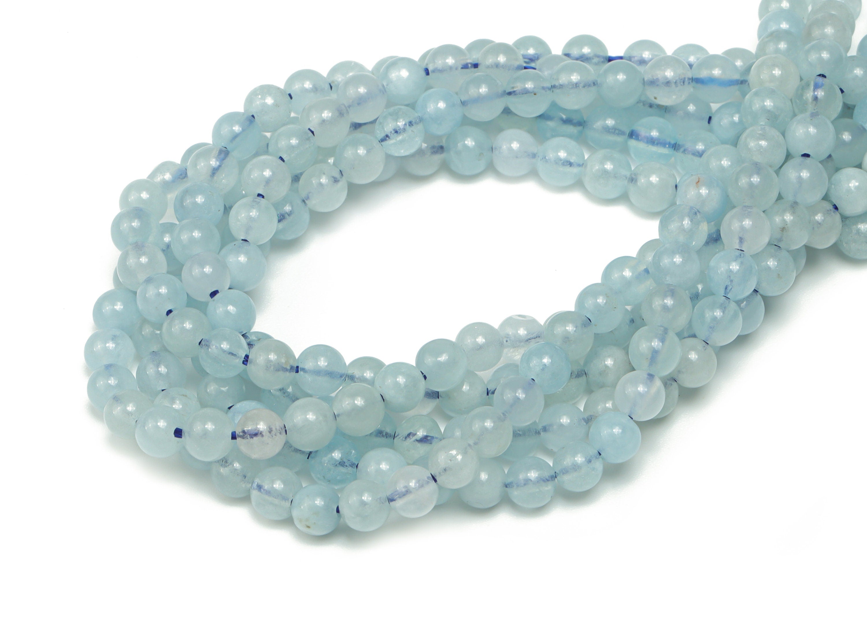Aquamarine Round Beads 4mm - 15.5 inch - Round Gemstone Beads - Natural Stone Beads  - 4mm x 4mm - NS1467 - DOMEDBAZAAR