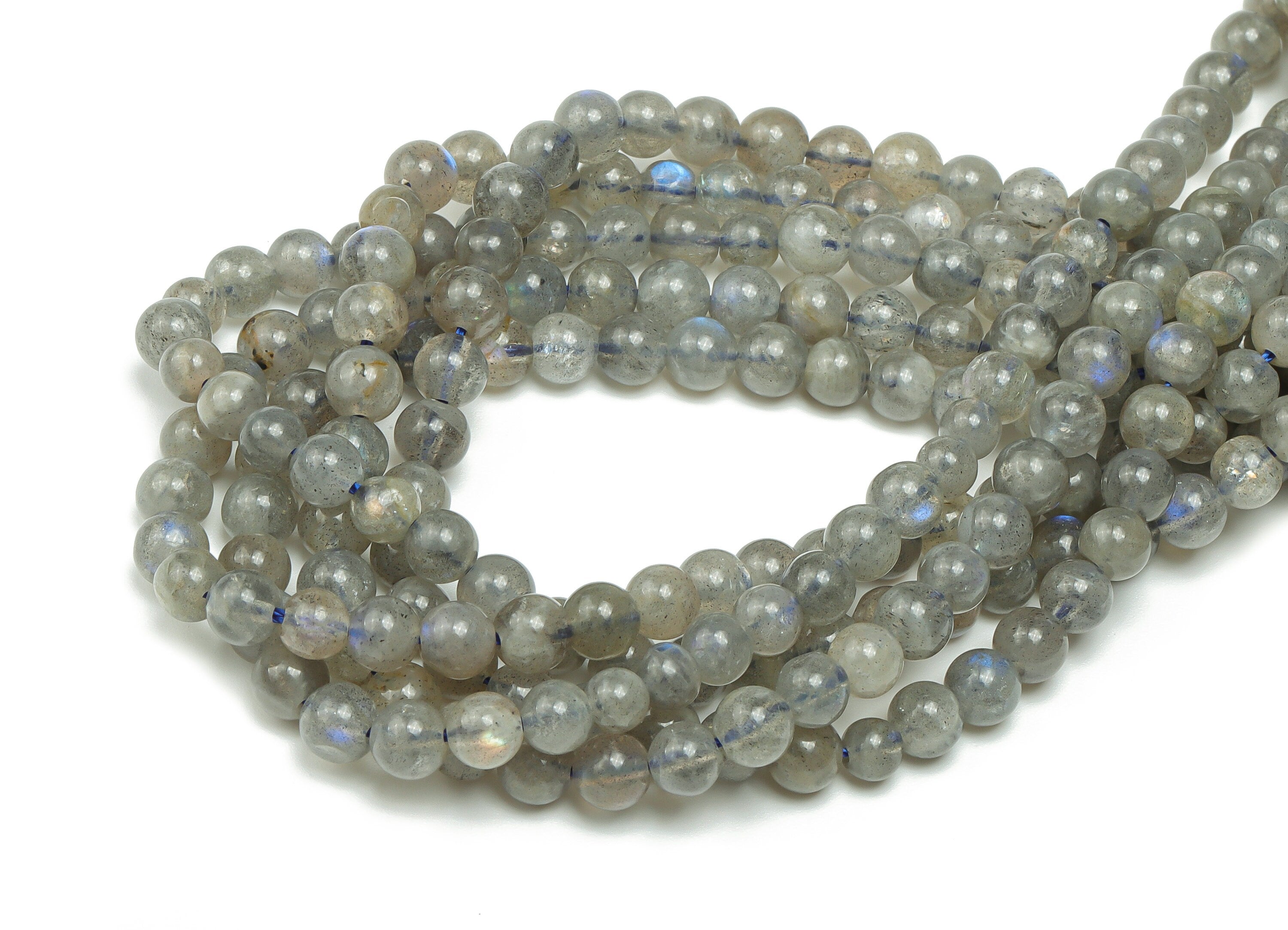 Labradorite Crystal Round Beads 4mm - 15.5 inch - Round Gemstone Beads -  Natural Stone Beads - 4x4mm - NS1470 - DOMEDBAZAAR