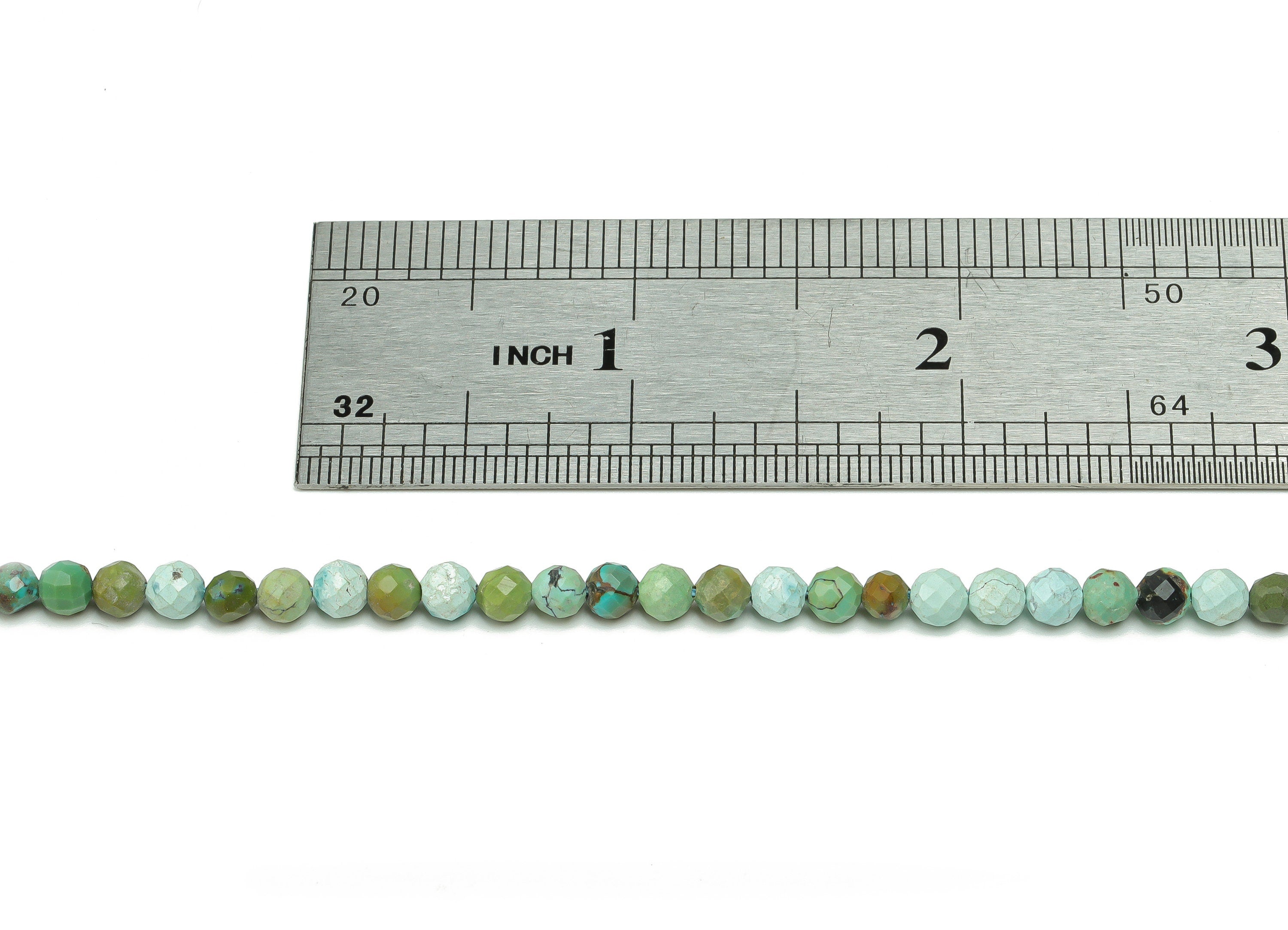 Turquoise Round Beads 4mm - 15.5 inch - Kallaite Faceted Round Gemstone Beads - Natural Stone Beads - 4x4mm - NS1465 - DOMEDBAZAAR