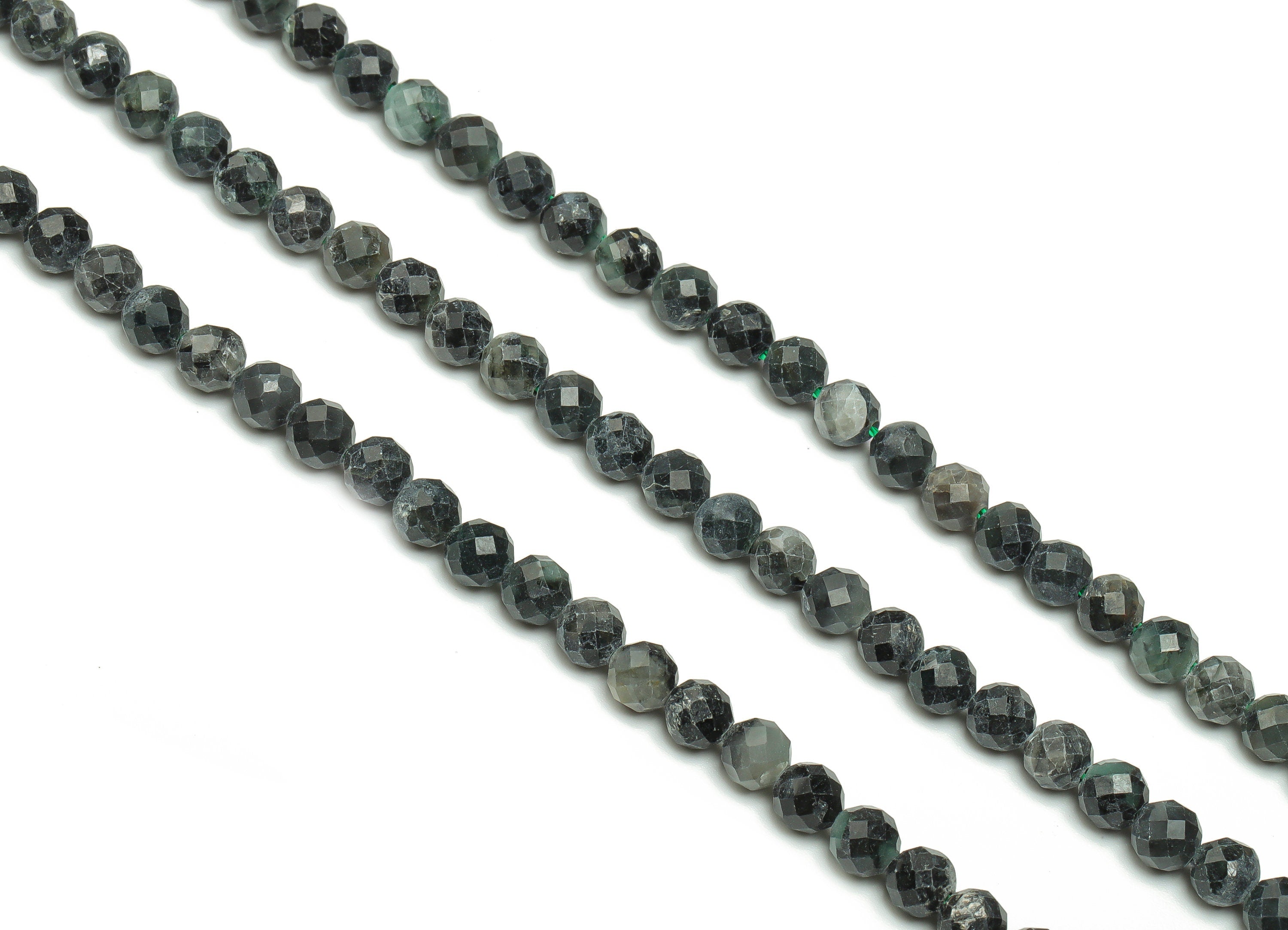 Emerald Round Beads 4.5mm - 15.5 inch - Faceted Round Gemstone Beads -  Natural Stone Beads - 4.5x4.5mm - NS1464 - DOMEDBAZAAR