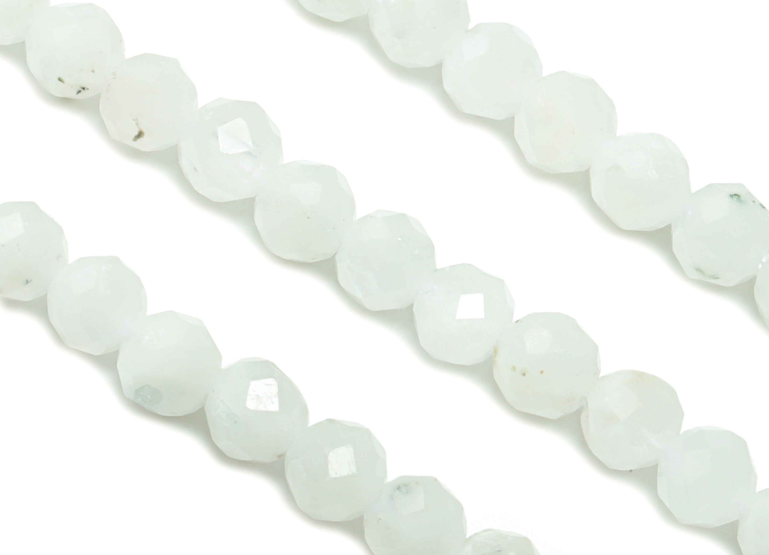 Blue Moon Stones Round Beads 4mm - 15.5 inch - Faceted Round Gemstone Beads - Natural Stone Beads - 4x4mm - NS1479 - DOMEDBAZAAR