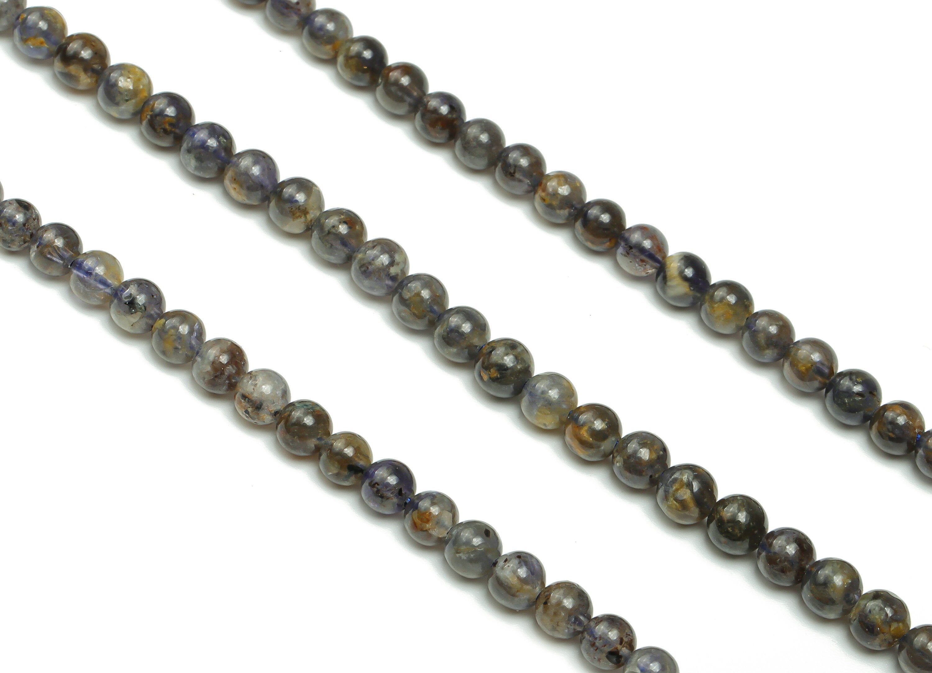 Iolite Round Beads 4mm - 15.5 inch - Round Gemstone Beads - Natural Stone Beads  - 4x4mm - NS1528 - DOMEDBAZAAR