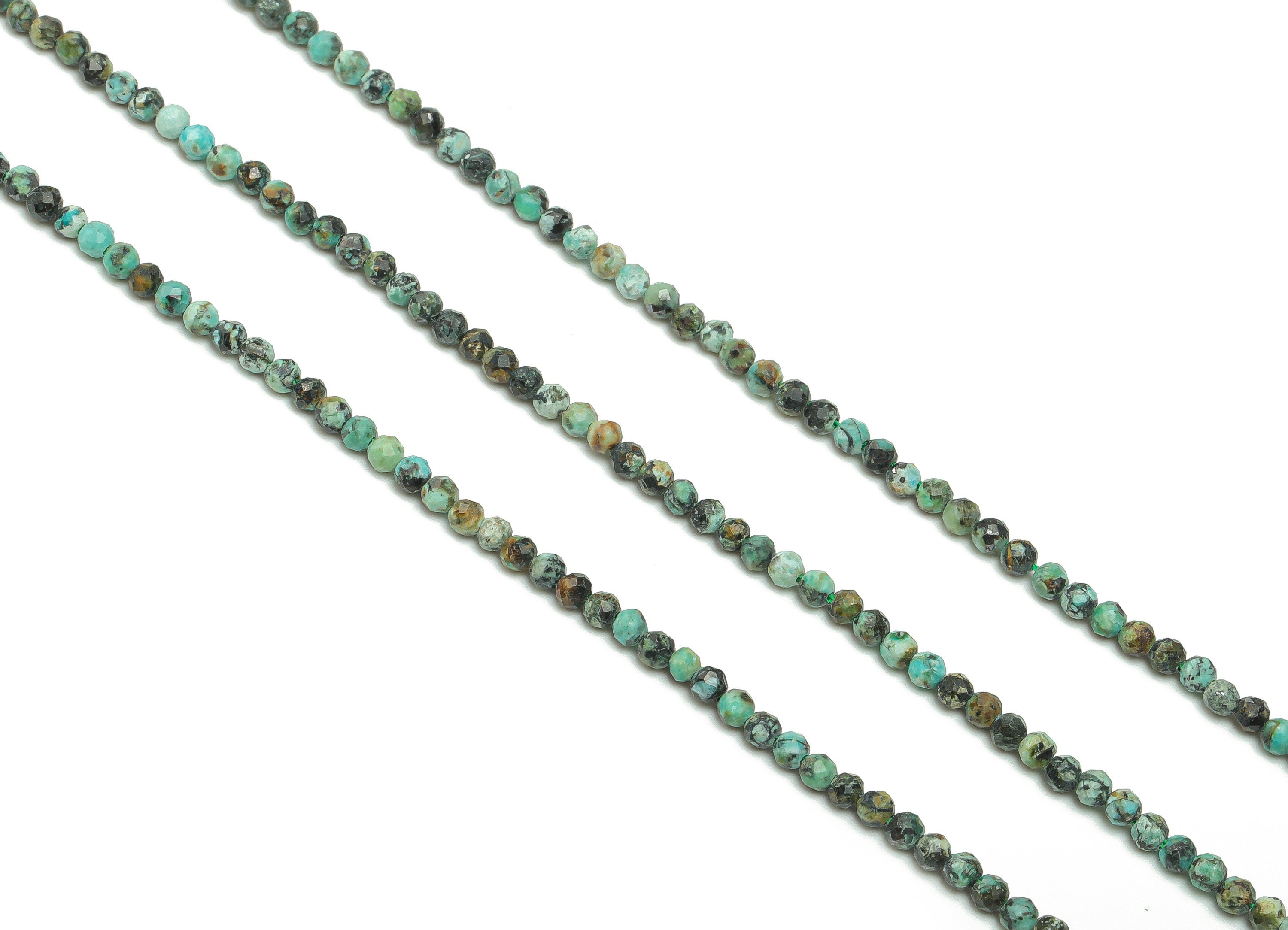 Turquoise Round Beads 2mm - 15.5 inch - Kallaite Faceted Round Gemstone Beads - Natural Stone Beads - 2x2mm - NS1539 - DOMEDBAZAAR
