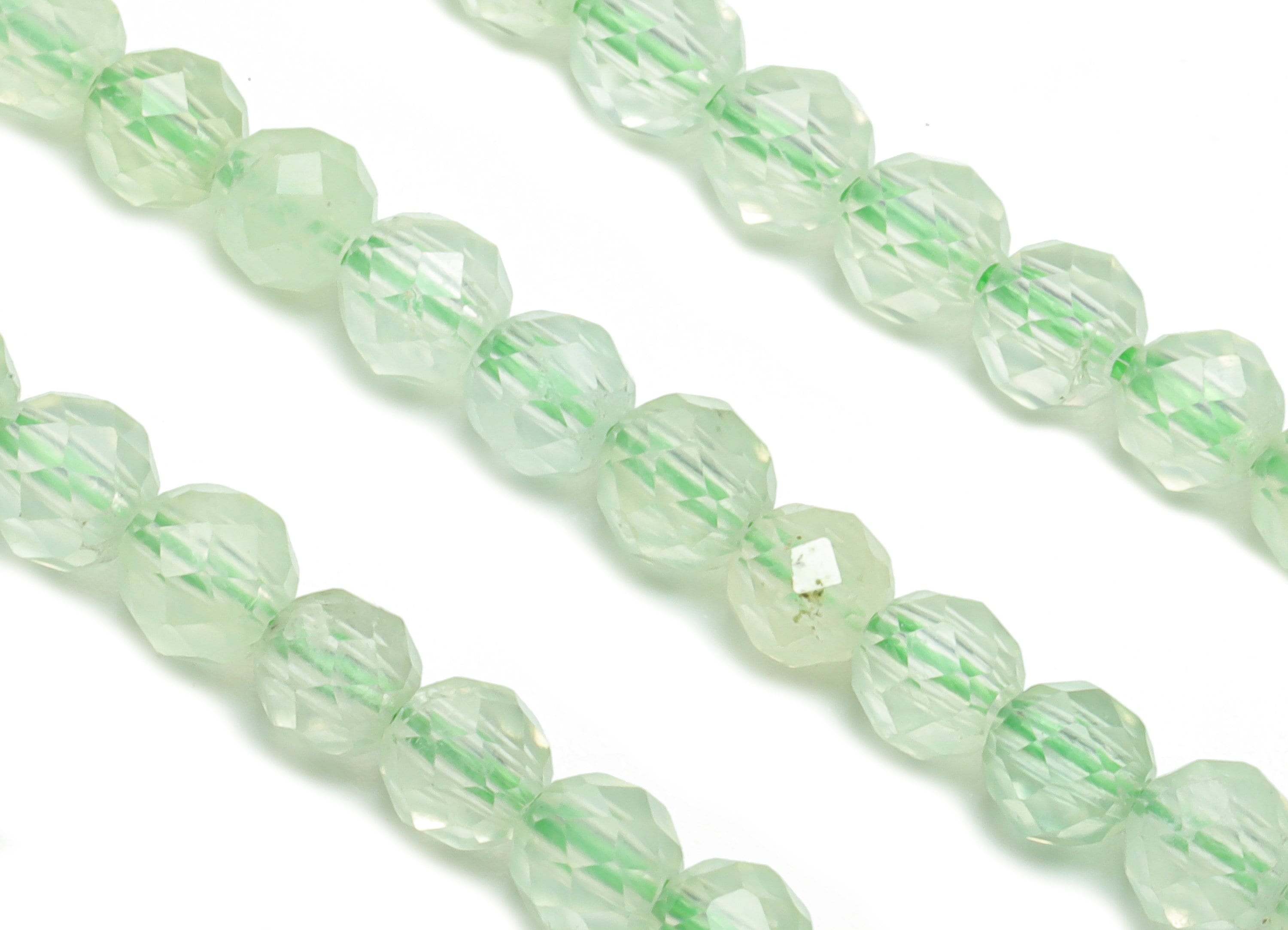 Prehnite Round Beads 3mm - 15.5 inch - Faceted Round Gemstone Beads - Natural Stone Beads  - 4x4mm - NS1532 - DOMEDBAZAAR