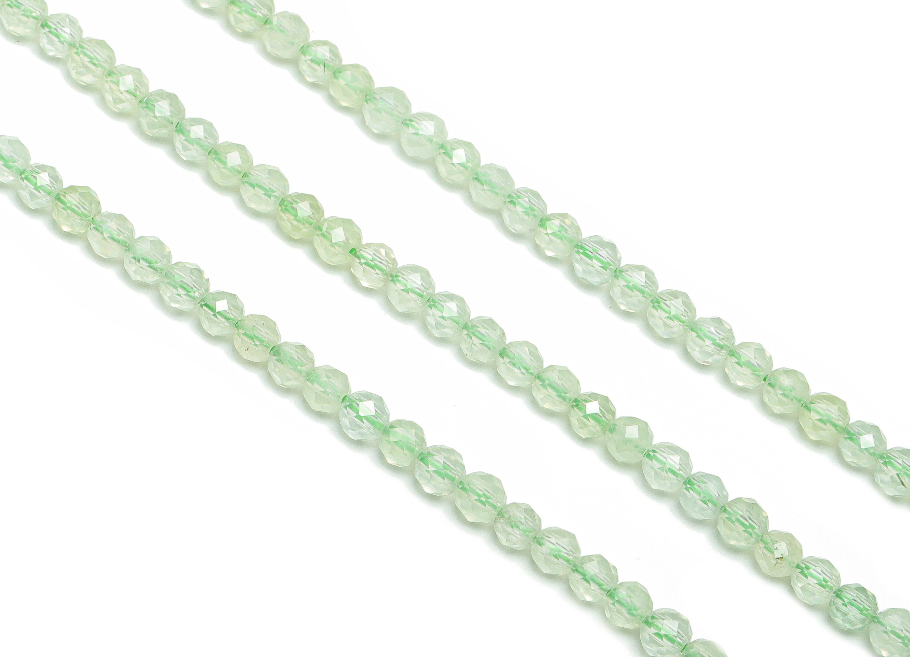 Prehnite Round Beads 3mm - 15.5 inch - Faceted Round Gemstone Beads - Natural Stone Beads  - 4x4mm - NS1532 - DOMEDBAZAAR