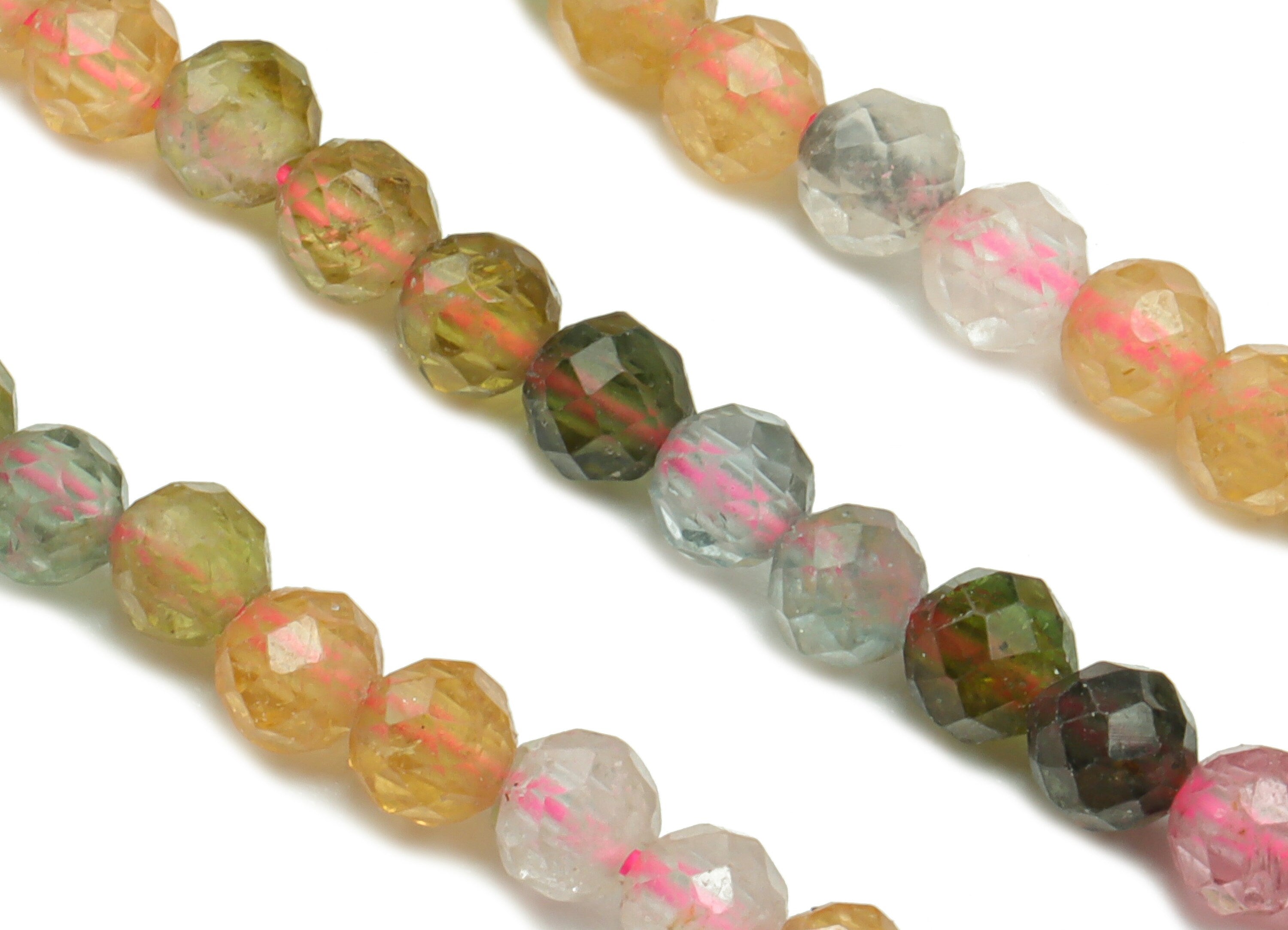 Tourmaline Round Beads 3mm - 15.5 inch - Faceted Round Gemstone Beads - Natural Stone Beads - 3x3mm - NS1538 - DOMEDBAZAAR