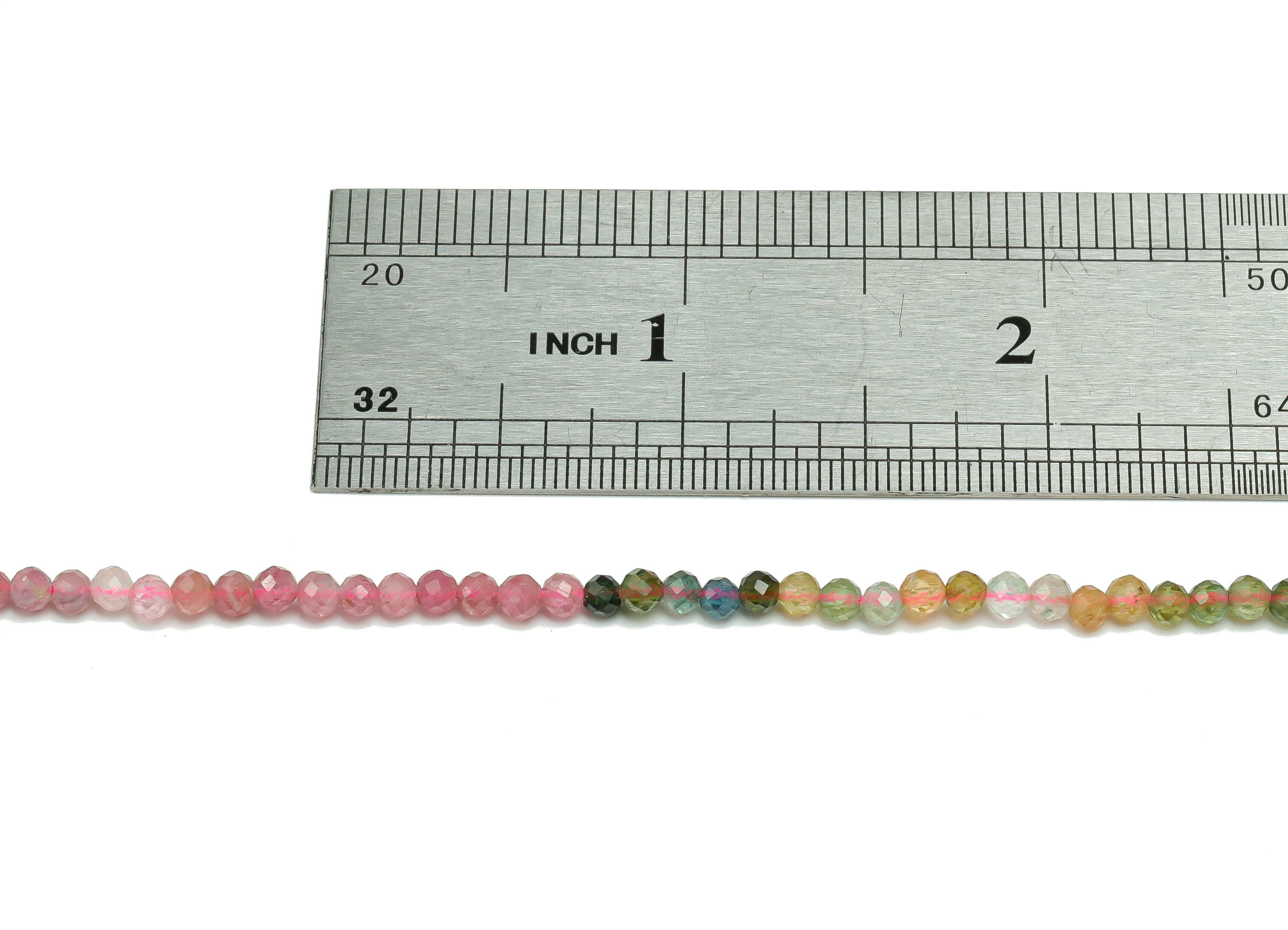 Tourmaline Round Beads 3mm - 15.5 inch - Faceted Round Gemstone Beads - Natural Stone Beads - 3x3mm - NS1538 - DOMEDBAZAAR