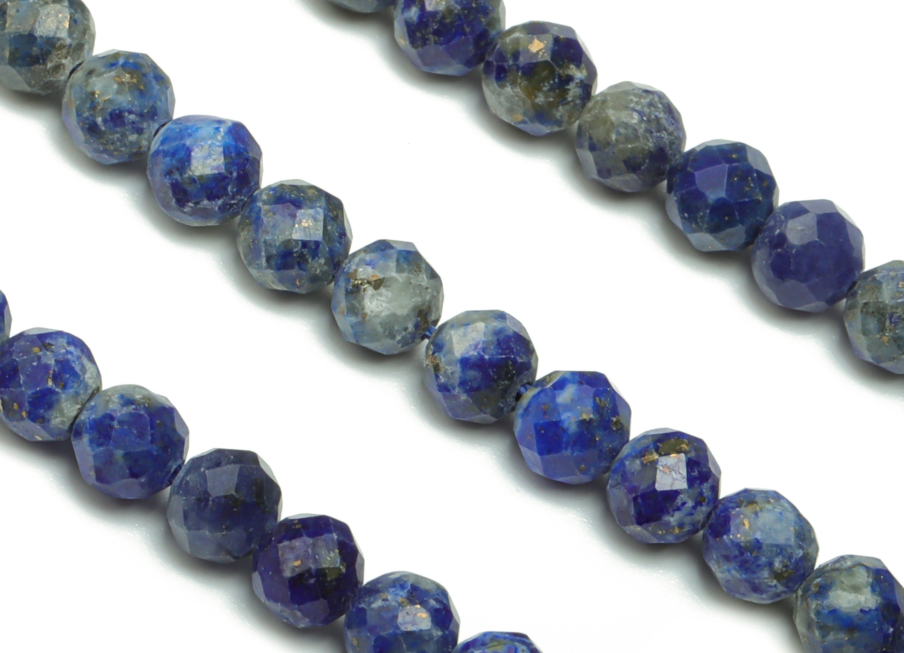 Lapis Lazuli Round Beads 4mm - 15.5 inch - Faceted Round Gemstone Beads - Natural Stone Beads - 4x4mm - NS1509 - DOMEDBAZAAR