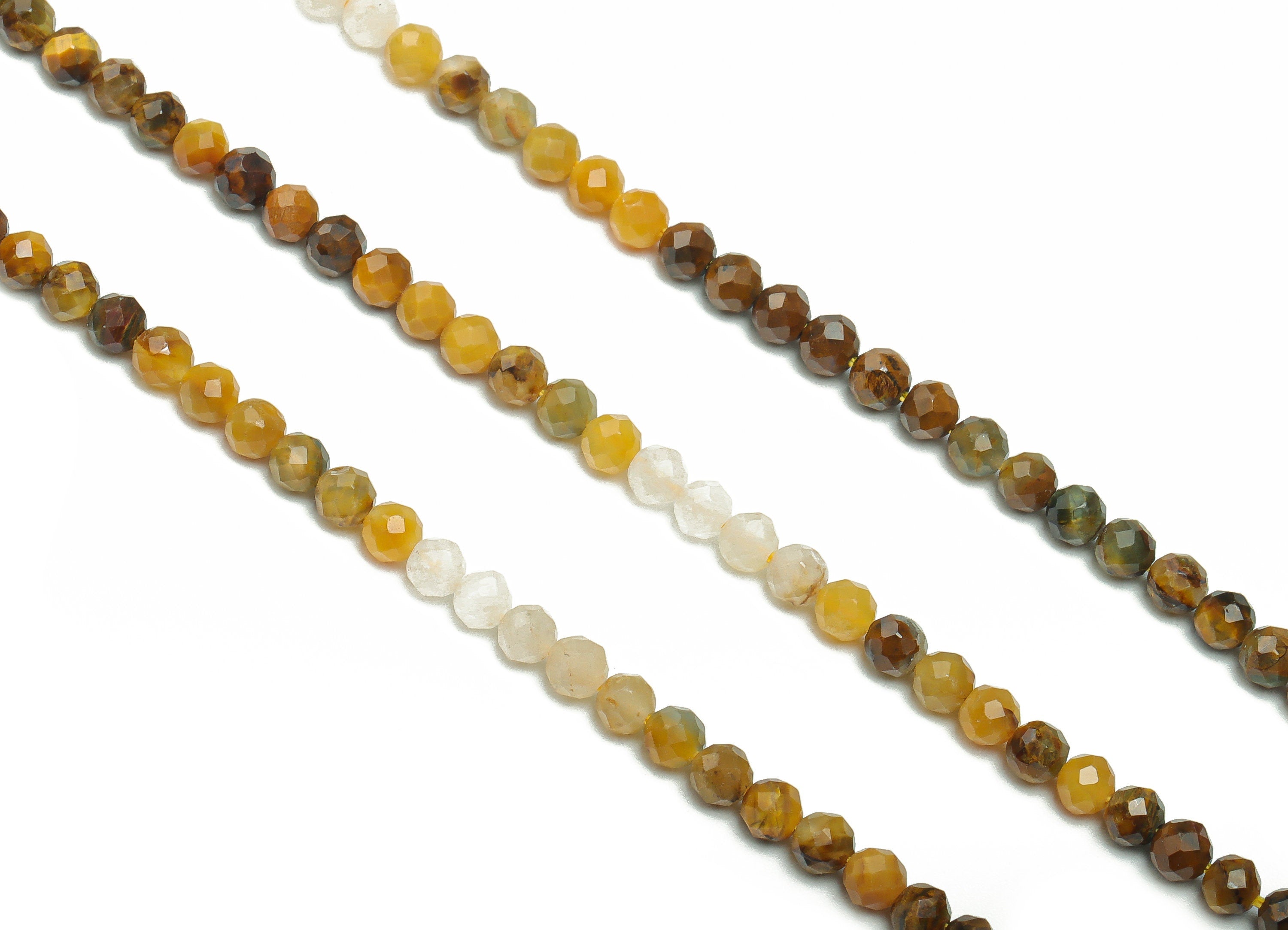 Peter Stone Round Beads 4mm - 15.5 inch - Faceted Round Gemstone Beads - Natural Stone Beads  - 4x4mm - NS1506 - DOMEDBAZAAR