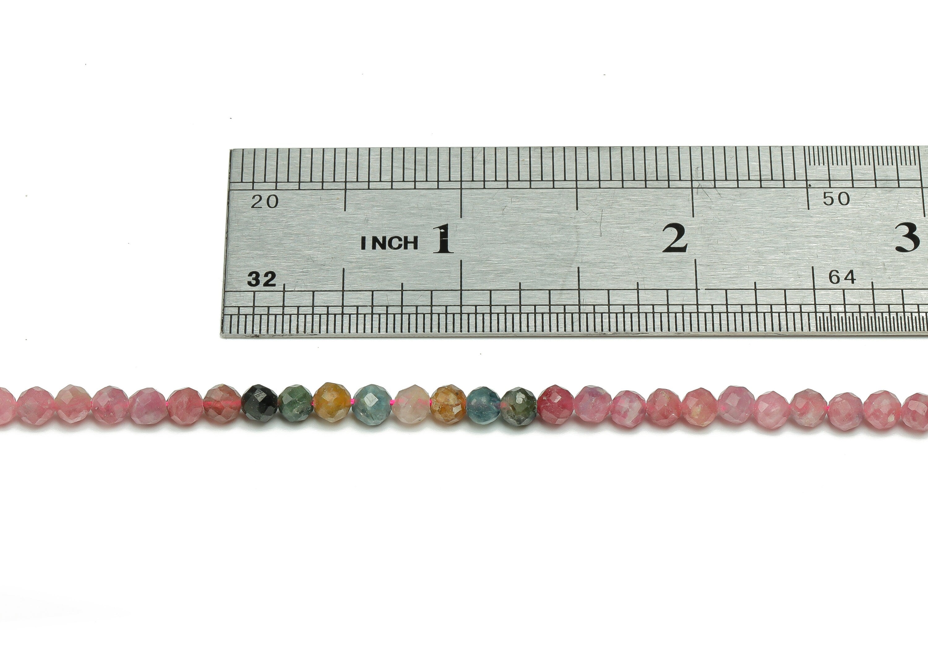 Tourmaline Round Beads 4mm - 15.5 inch - Faceted Round Gemstone Beads - Natural Stone Beads - 4x4mm - NS1477 - DOMEDBAZAAR