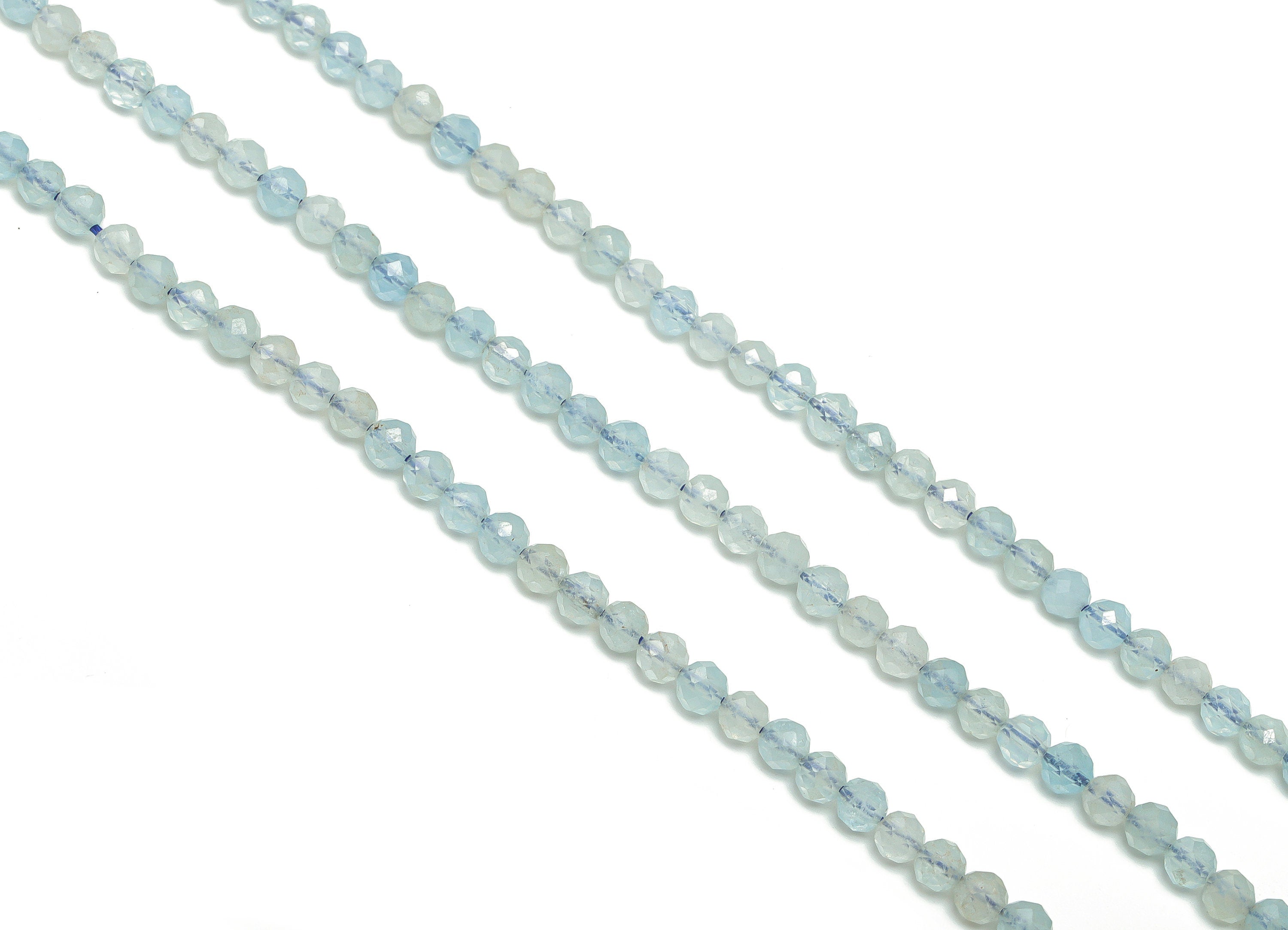 Aquamarine Round Beads 4mm - 15.5 inch - Faceted Round Gemstone Beads - Natural Stone Beads - 4x4m - NS1488 - DOMEDBAZAAR