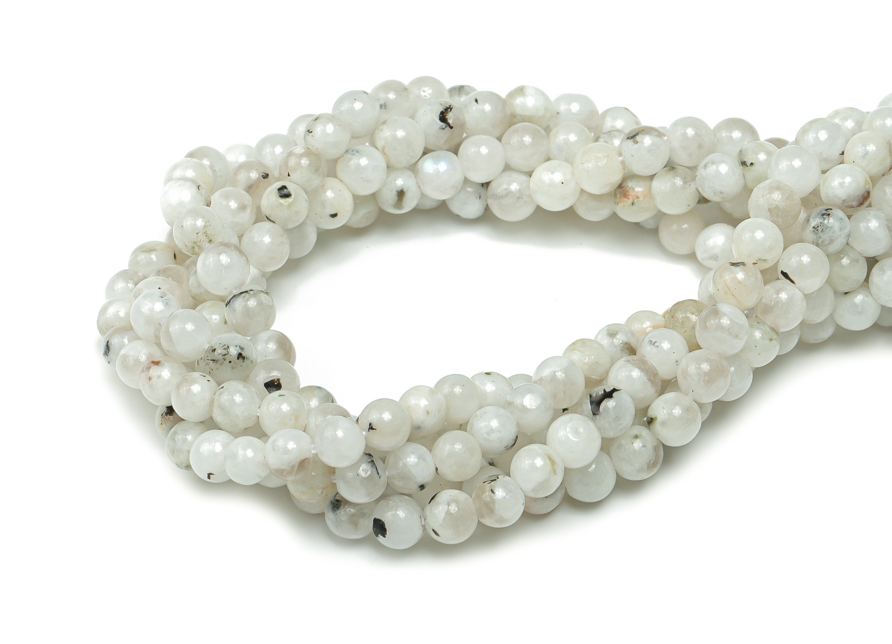Blue Moonstone Round Beads 4mm - 15.5 inch - Round Gemstone Beads - Natural Stone Beads - 4x4m - NS1501 - DOMEDBAZAAR