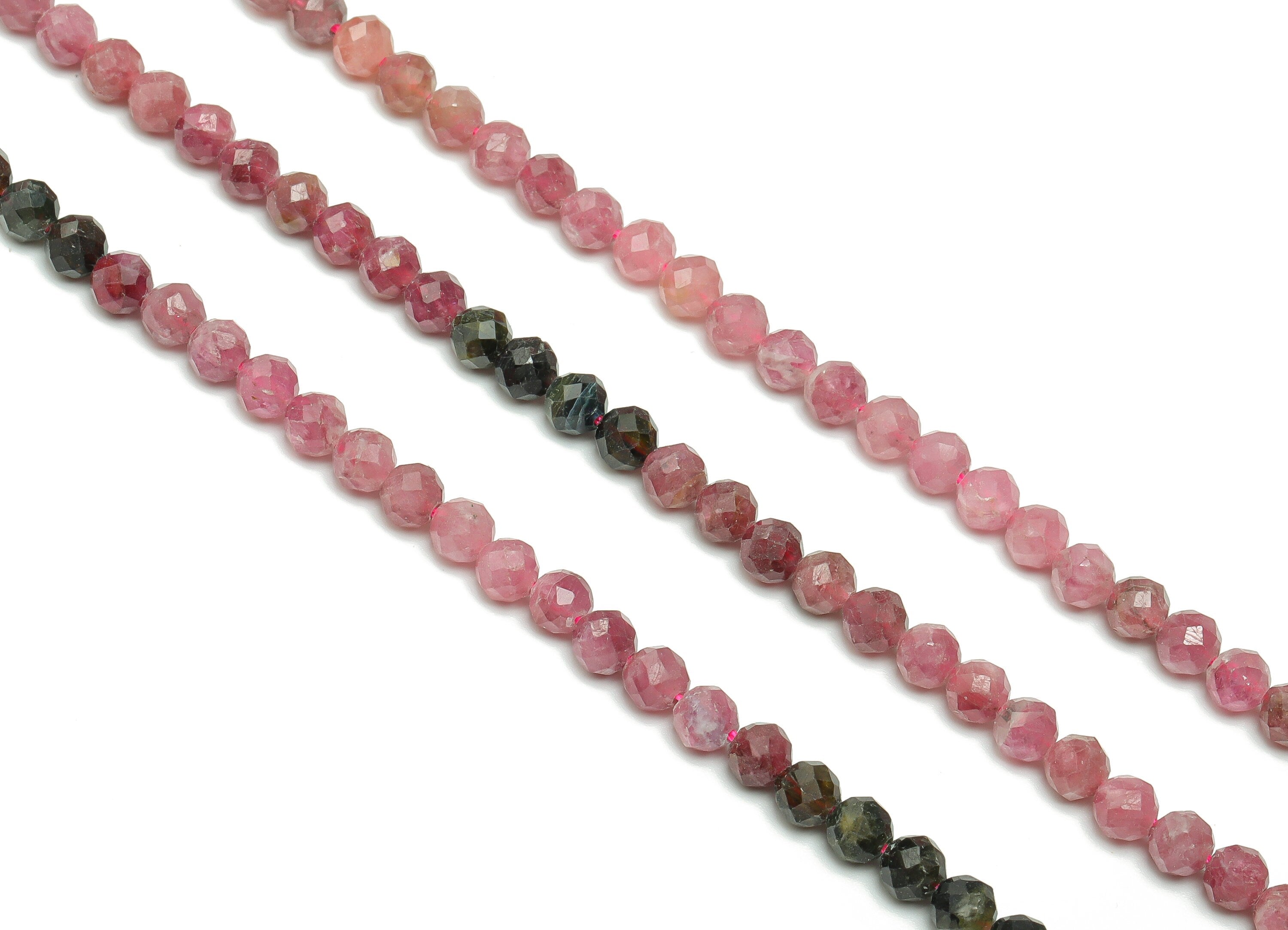 Tourmaline Round Beads 4mm - 15.5 inch - Faceted Round Gemstone Beads - Natural Stone Beads - 4x4m - NS1481 - DOMEDBAZAAR