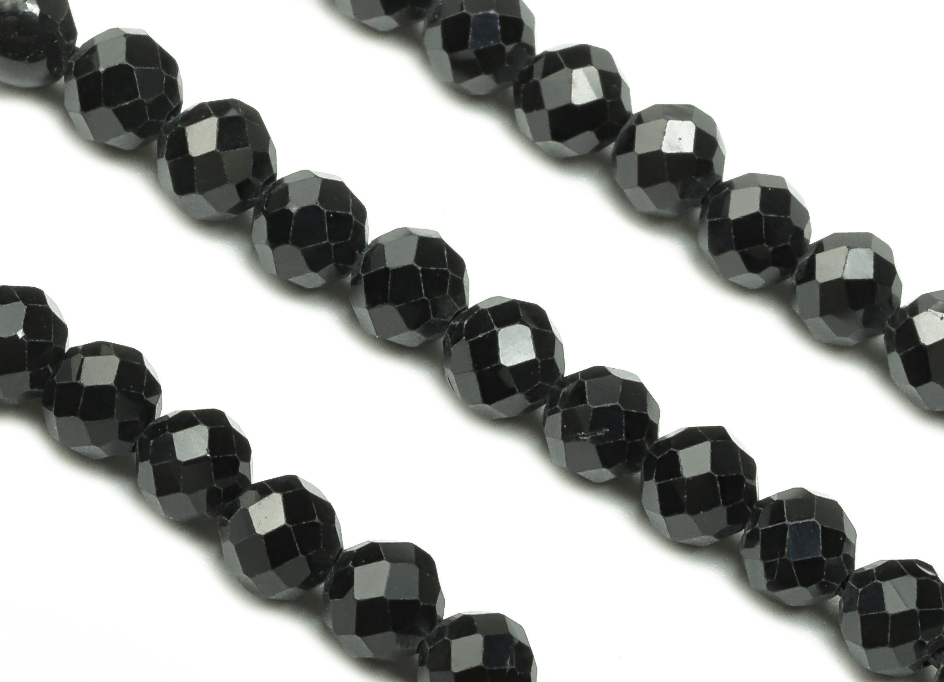 Black Tourmaline Round Beads 4mm - 15.5 inch - Faceted Round Gemstone Beads - Natural Stone Beads  - 4x4m - NS1540 - DOMEDBAZAAR