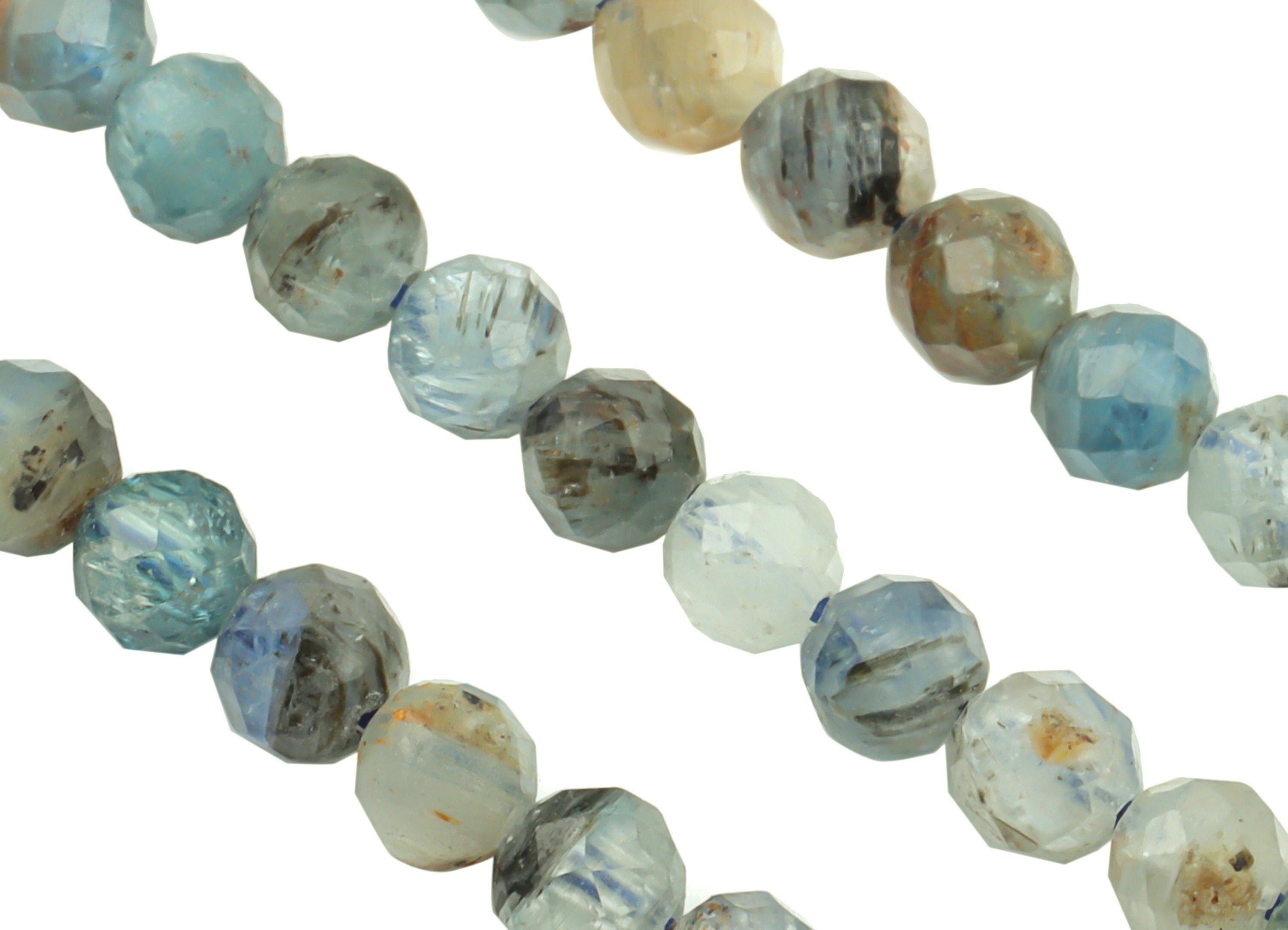 Kyanite Round Beads 4mm - 15.5 inch - Faceted Round Gemstone Beads - Natural Stone Beads - 4x4mm - NS1774 - DOMEDBAZAAR