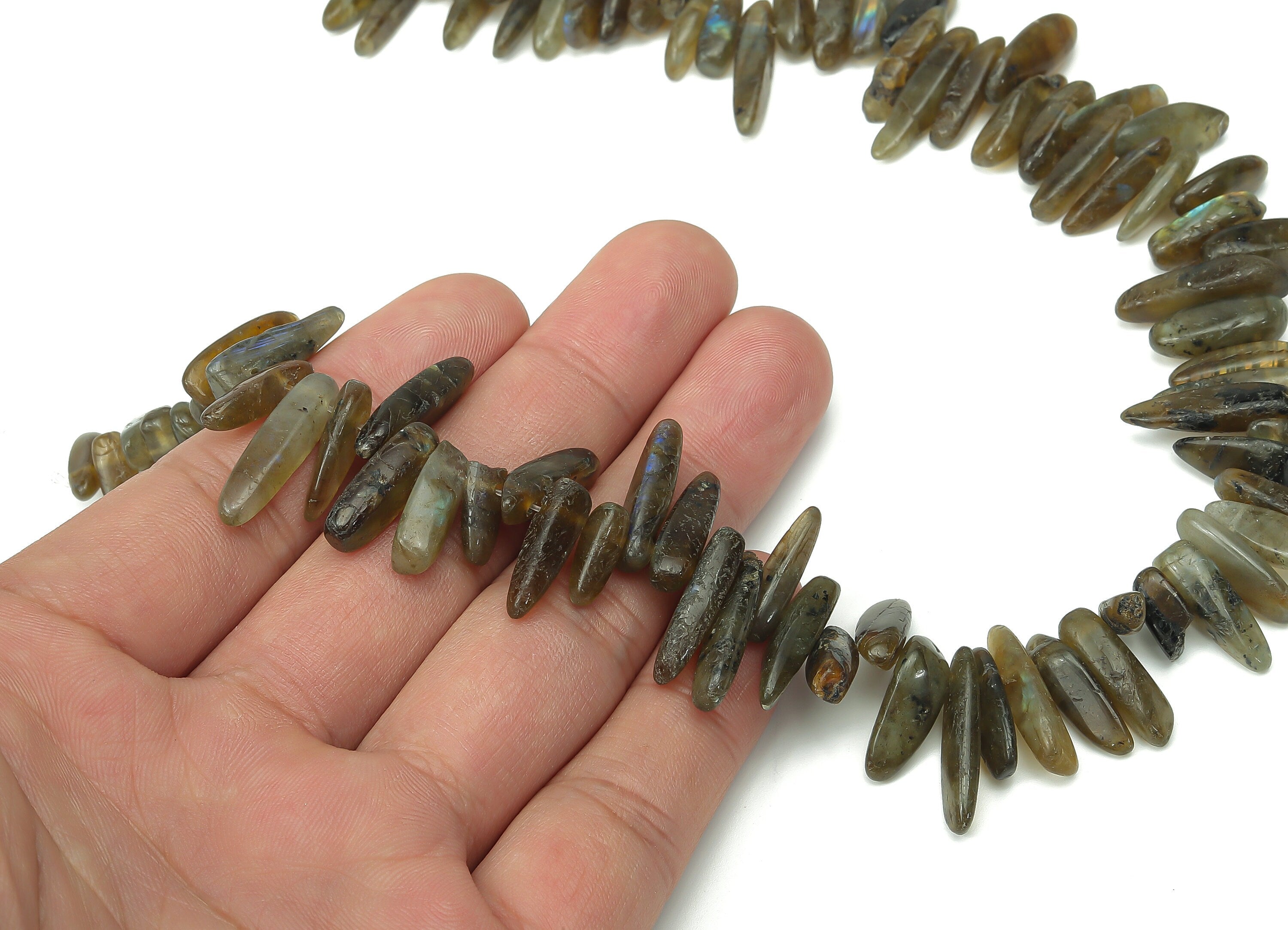 Labradorite Nugget Stone - 39cm / 1 strand - Large Chip - Natural Stone Beads - Jewelry Making Supplies - 16x7.25x6.24mm - NS1859H - DOMEDBAZAAR