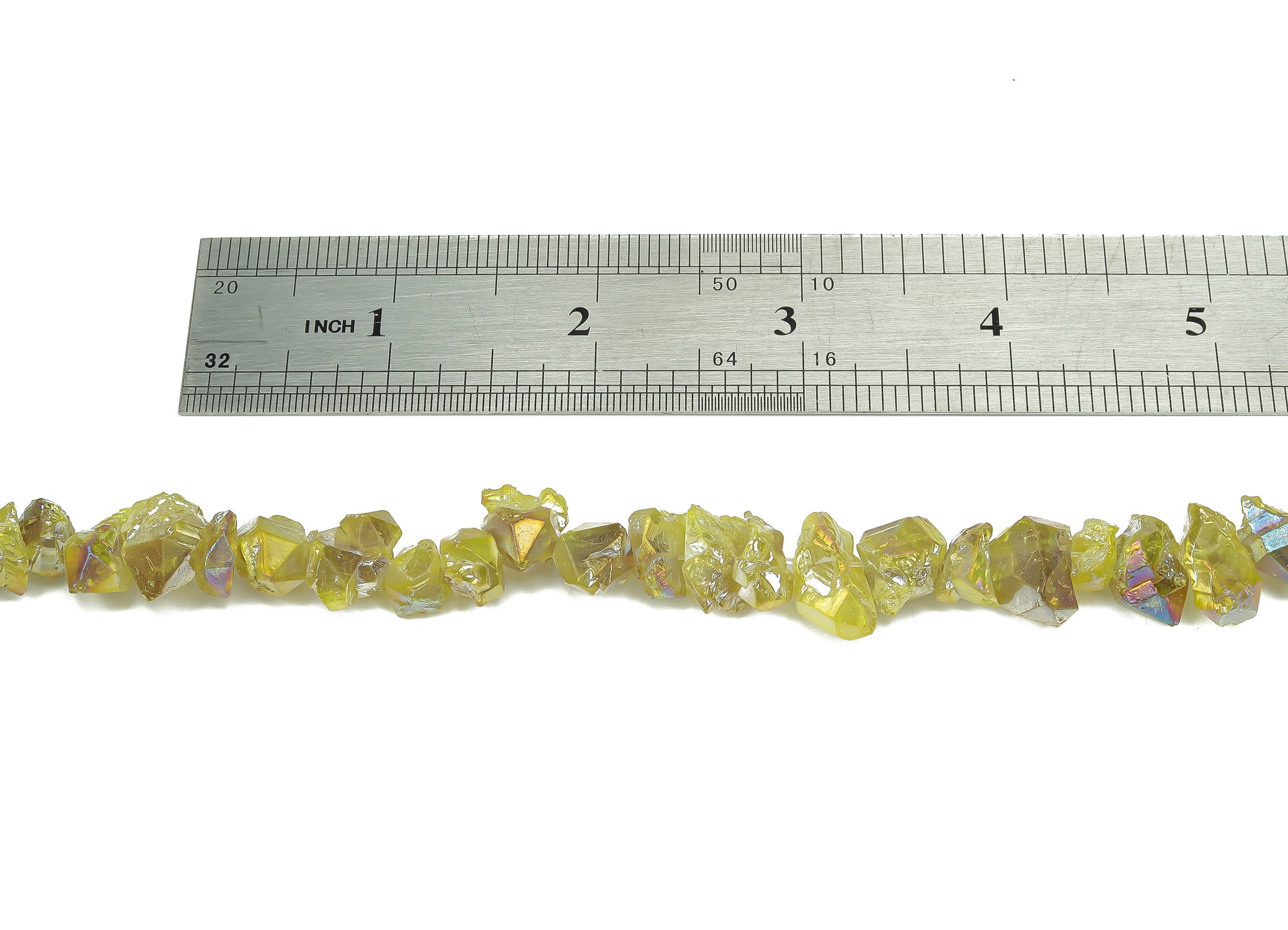 Yellow Aura Raw Stone - 38cm / 1 strand - Quartz Crystal - Natural Stone Beads - Jewelry Making Supplies - 9.8x8.78x7.4mm - NS1858A - DOMEDBAZAAR