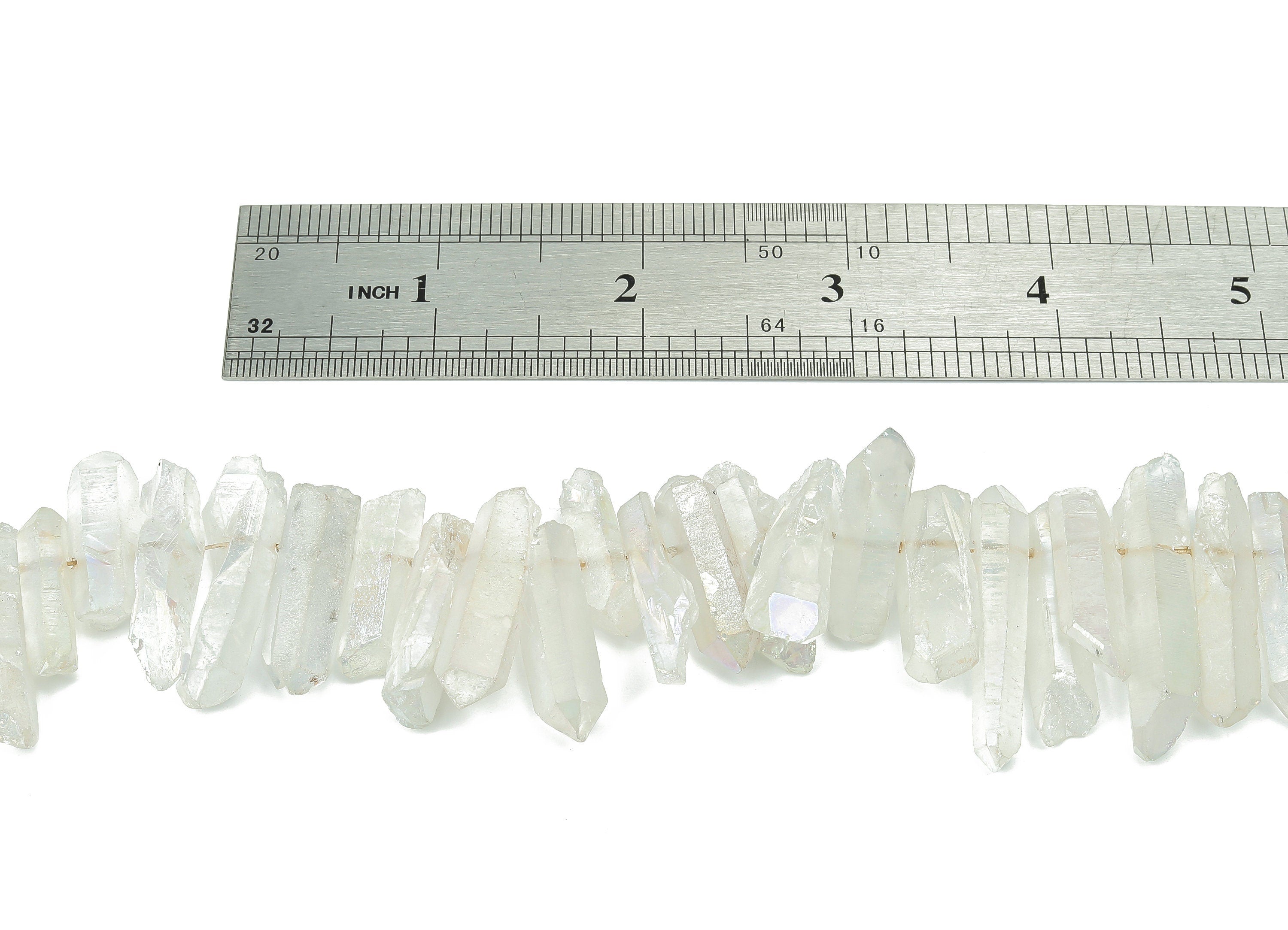 Clear Aura Points Faceted Stone - 39cm / 1 strand - Quartz Crystal Spike Stone - Natural Stone Beads - 31x9.44x7.06mm - NS1857G - DOMEDBAZAAR