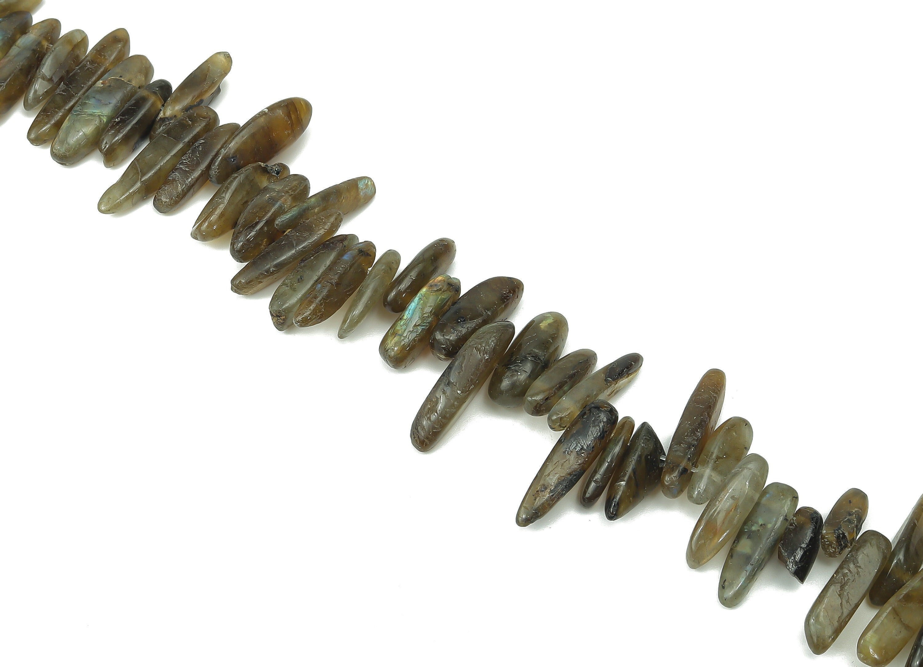 Labradorite Nugget Stone - 39cm / 1 strand - Large Chip - Natural Stone Beads - Jewelry Making Supplies - 16x7.25x6.24mm - NS1859H - DOMEDBAZAAR