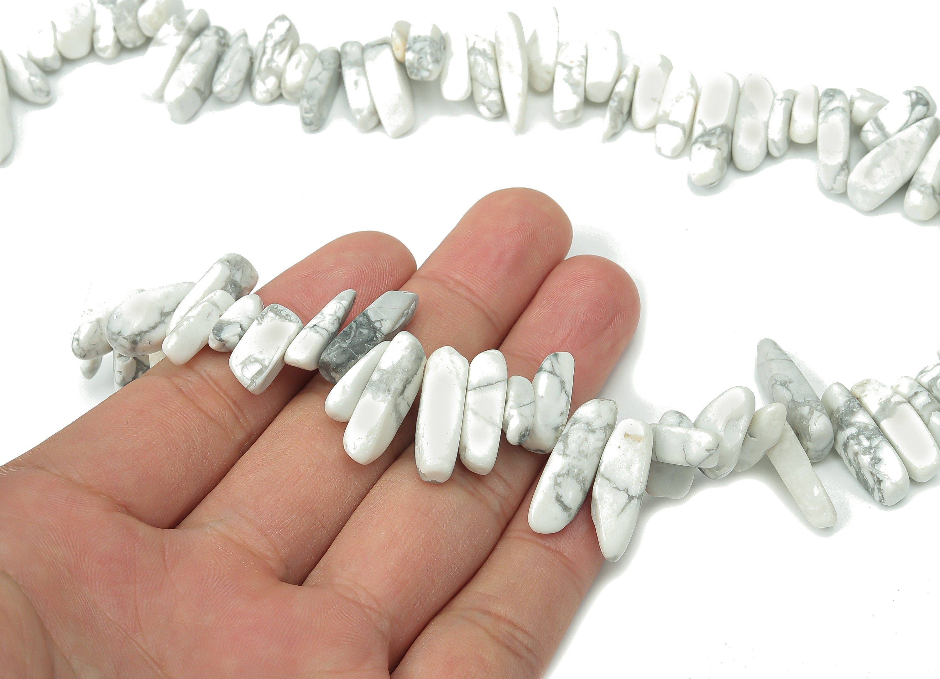 Howlite Nugget Stone - 42cm / 1 strand - Large Chip - Natural Stone Beads - Jewelry Making Supplies - 21x9.2x7.68mm - NS1859F - DOMEDBAZAAR