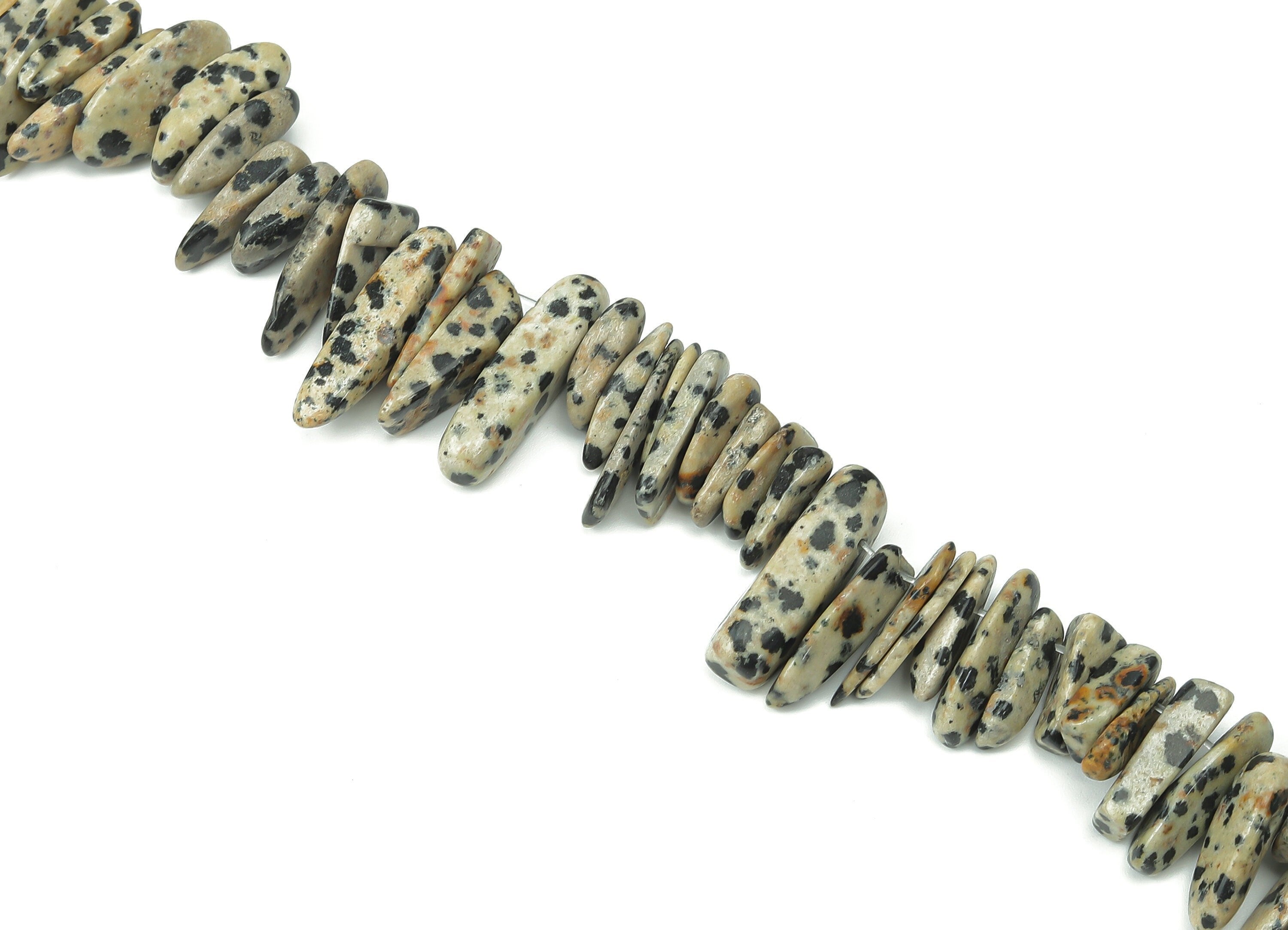 Dalmatian Nugget Stone - 45cm / 1 strand - Large Chip - Natural Stone Beads - Jewelry Making Supplies - 16x7.78x4.48mm - NS1859G - DOMEDBAZAAR