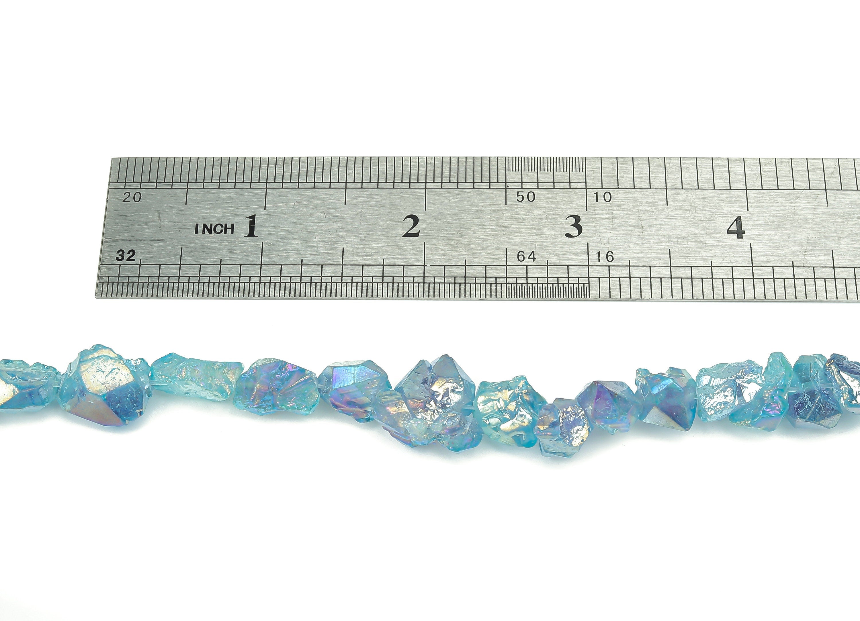 Blue Aura Raw Stone Beads - 38cm / 1 strand - Quartz Crystal - Natural Stone - Jewelry Making Supplies - 7.7x10.46x7.47mm - NS1858B - DOMEDBAZAAR