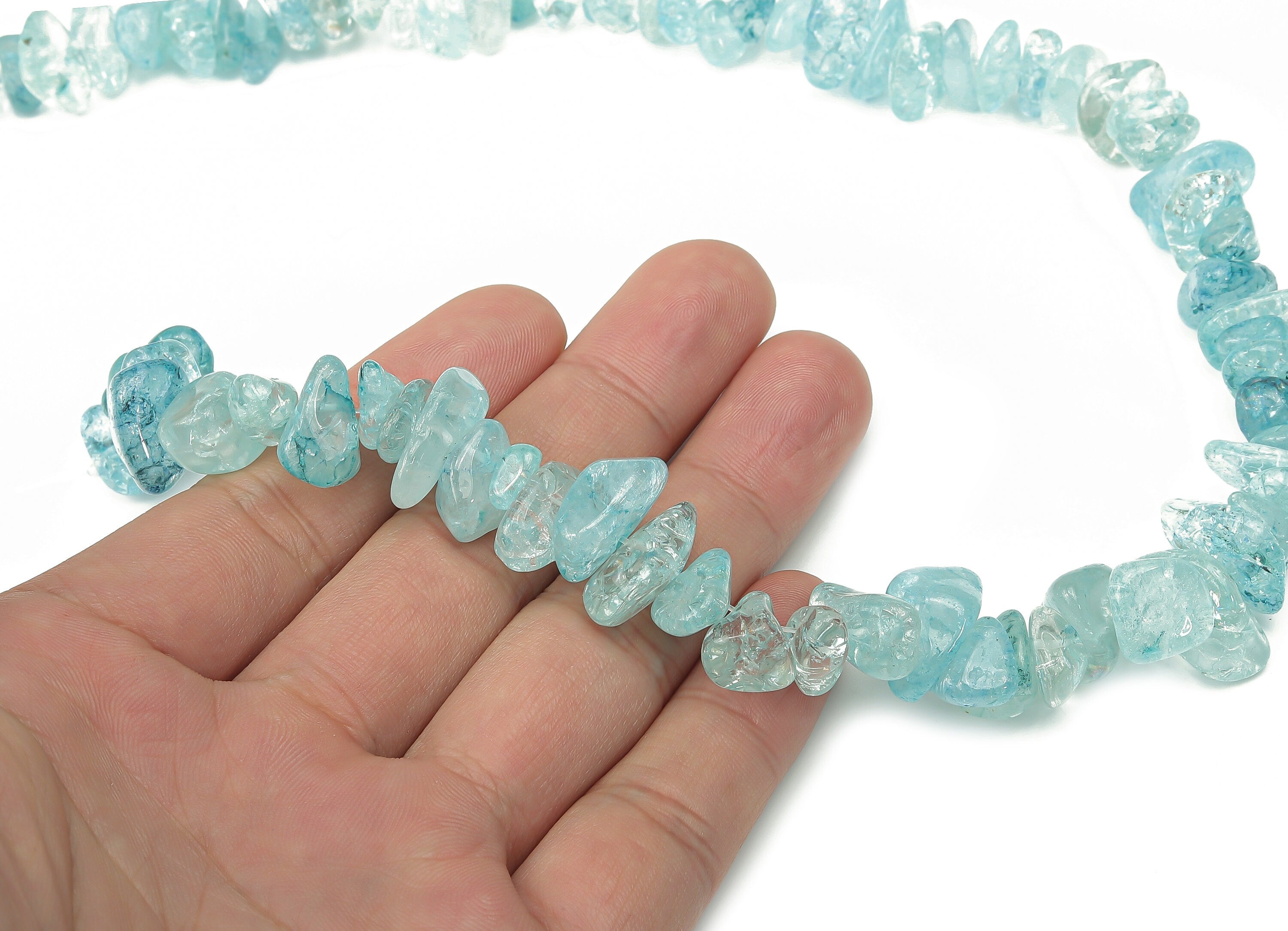 Blue Quartz Raw Stone - 40cm / 1 strand - Quartz Crystal - Natural Stone Beads - Jewelry Making Supplies - 14.3x12.46x6.18mm - NS1858E - DOMEDBAZAAR