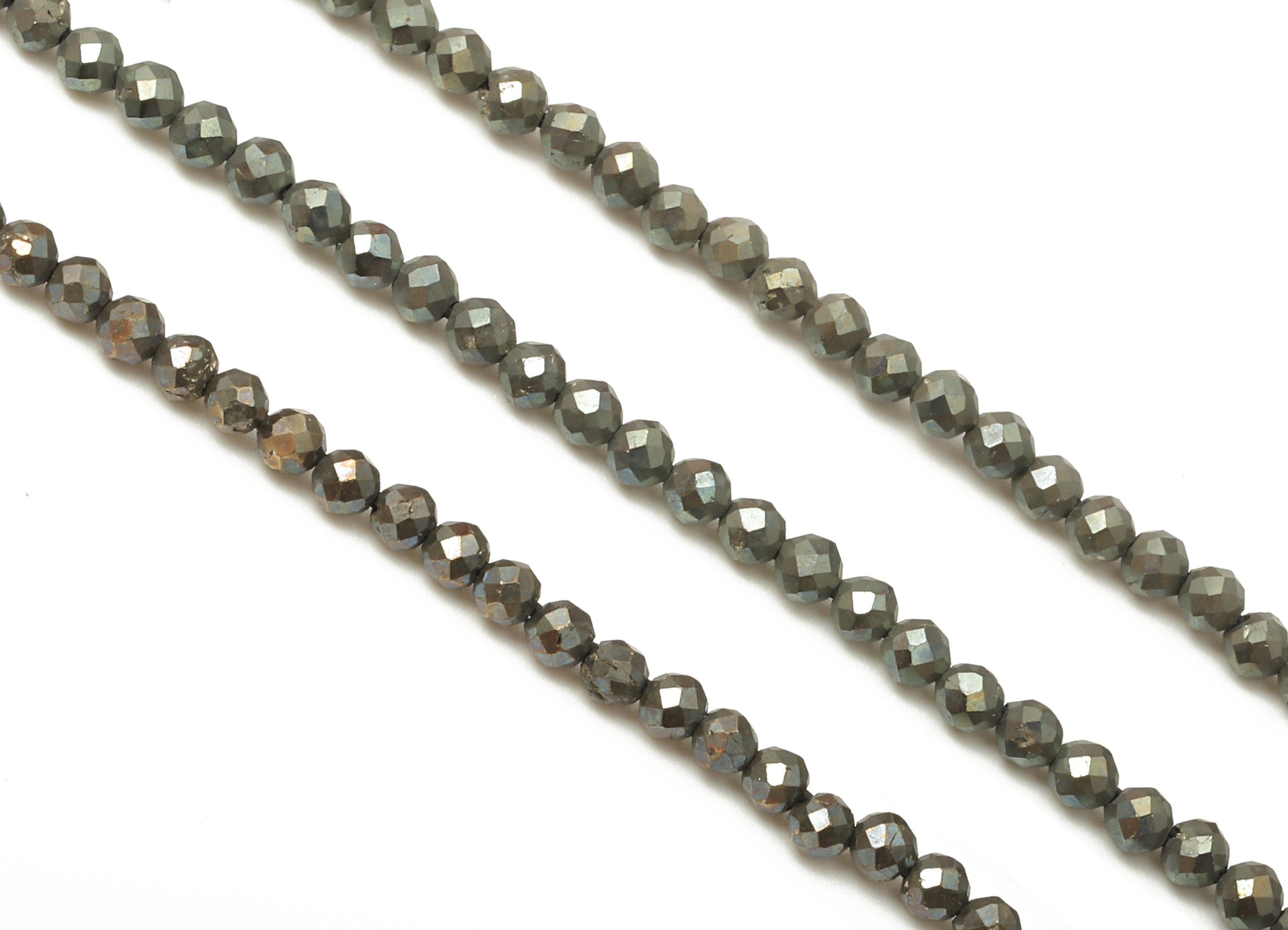 Faceted Gemstone Beads - Copper Pyrite Beads - 15.9&quot; / 209PCS / 1 Strand - 2x2mm - Gemstone Beads - NS1013A - DOMEDBAZAAR