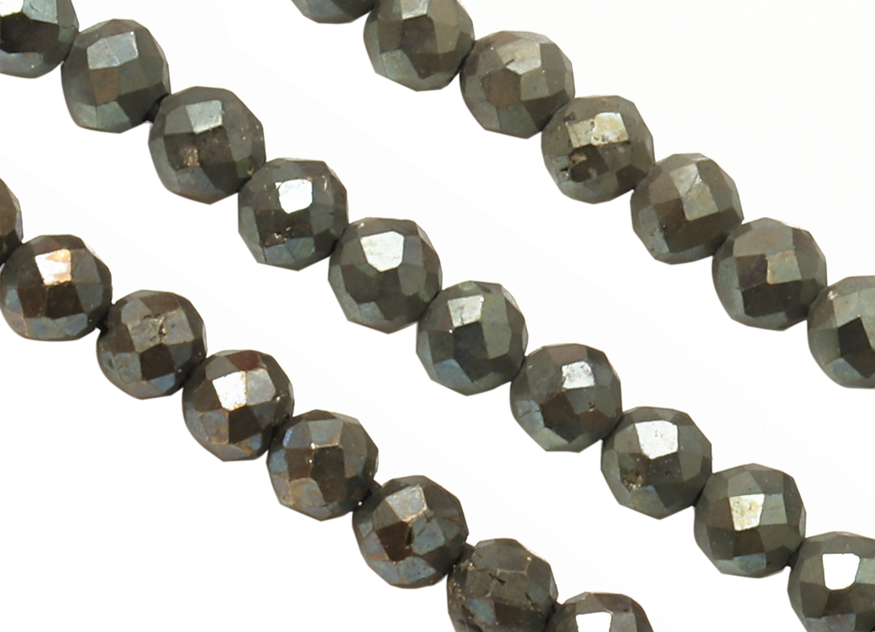 Faceted Gemstone Beads - Copper Pyrite Beads - 15.9&quot; / 209PCS / 1 Strand - 2x2mm - Gemstone Beads - NS1013A - DOMEDBAZAAR