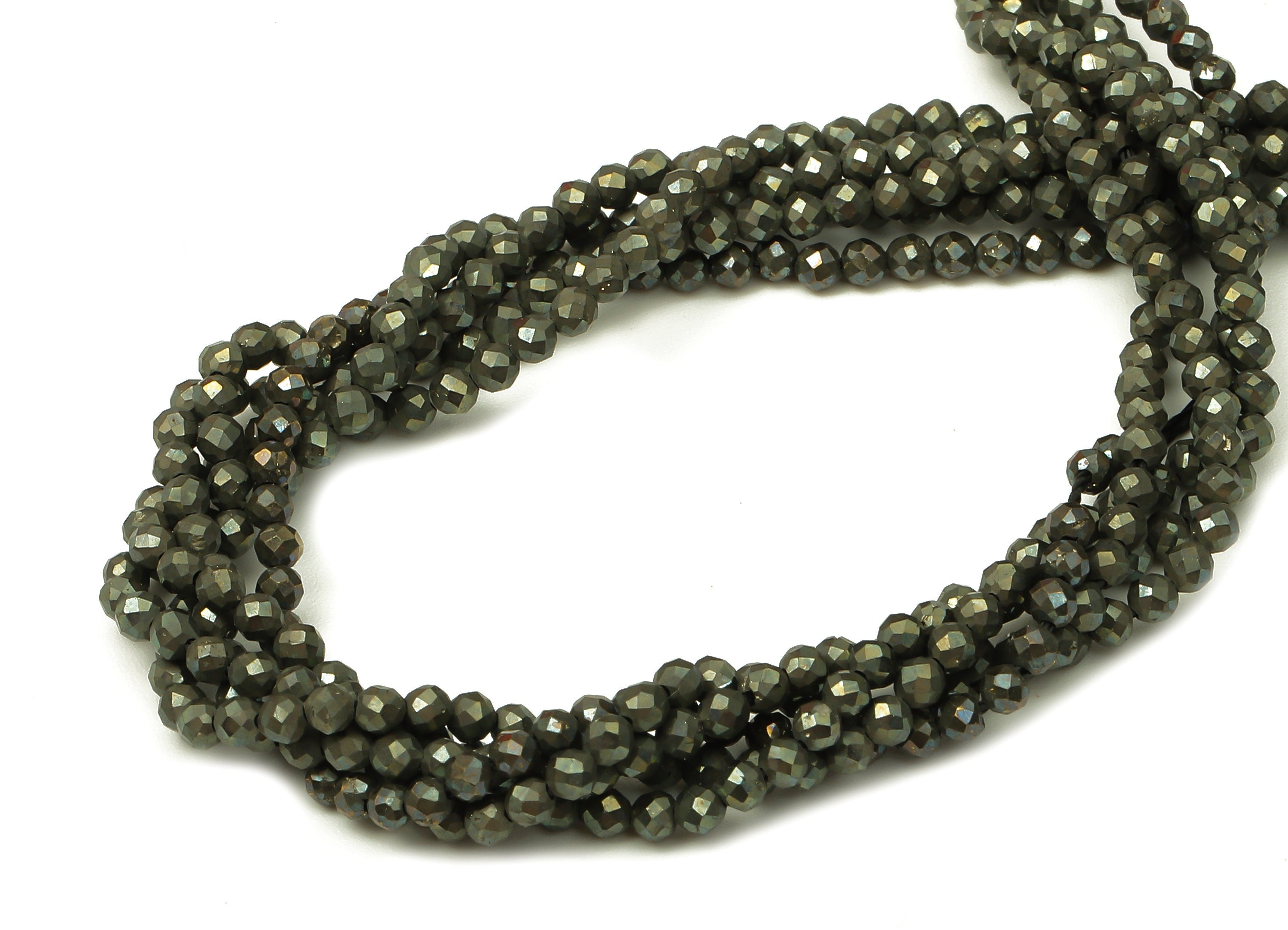 Faceted Gemstone Beads - Copper Pyrite Beads - 15.9&quot; / 209PCS / 1 Strand - 2x2mm - Gemstone Beads - NS1013A - DOMEDBAZAAR