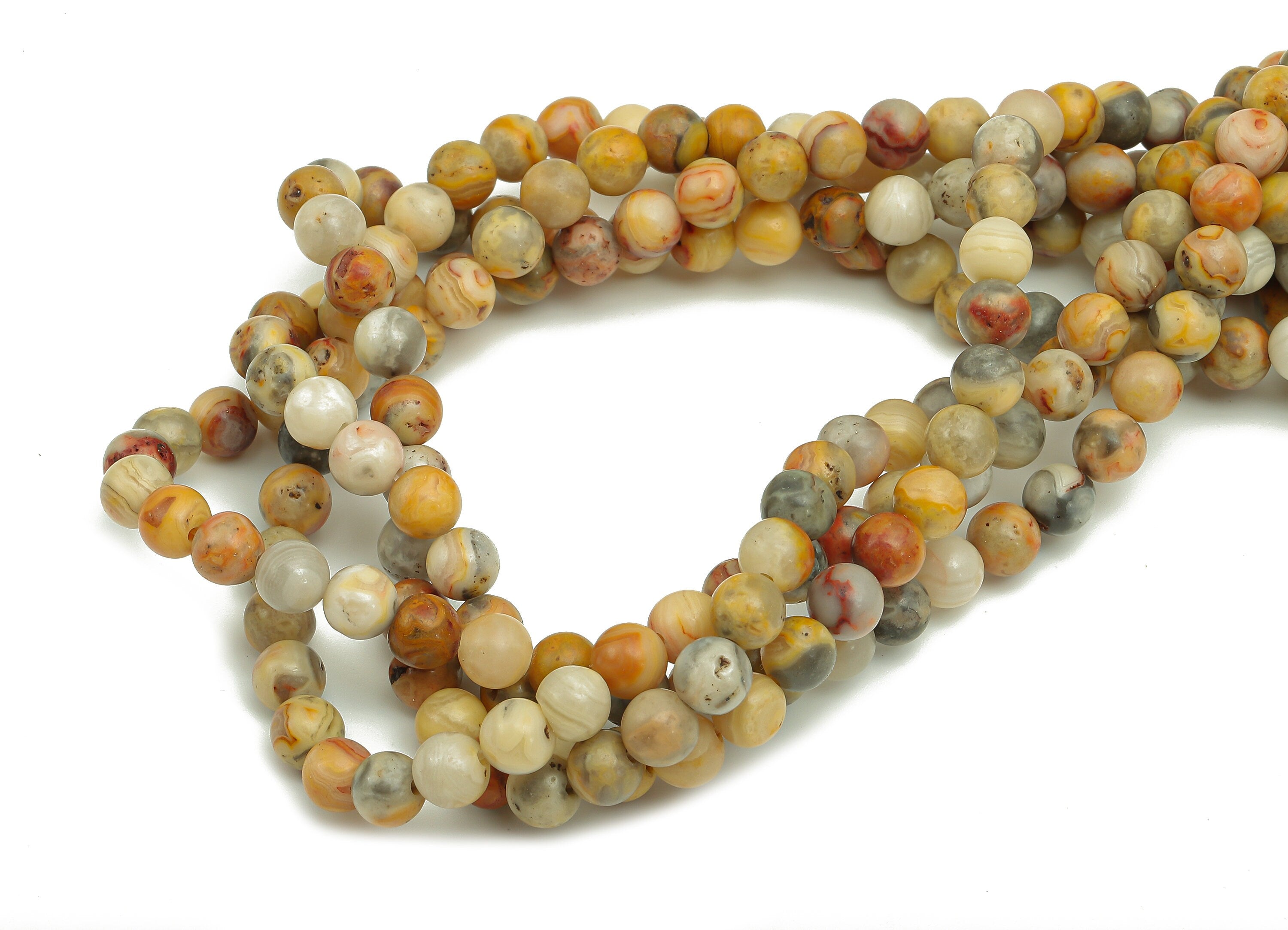 Round Gemstone Beads - 6mm Crazy Agate Beads Round Crystal - 15.5&quot; /63PCS/ 1 Strand - 6.4x6.1mm - Natural Stone Beads - NS1868 - DOMEDBAZAAR
