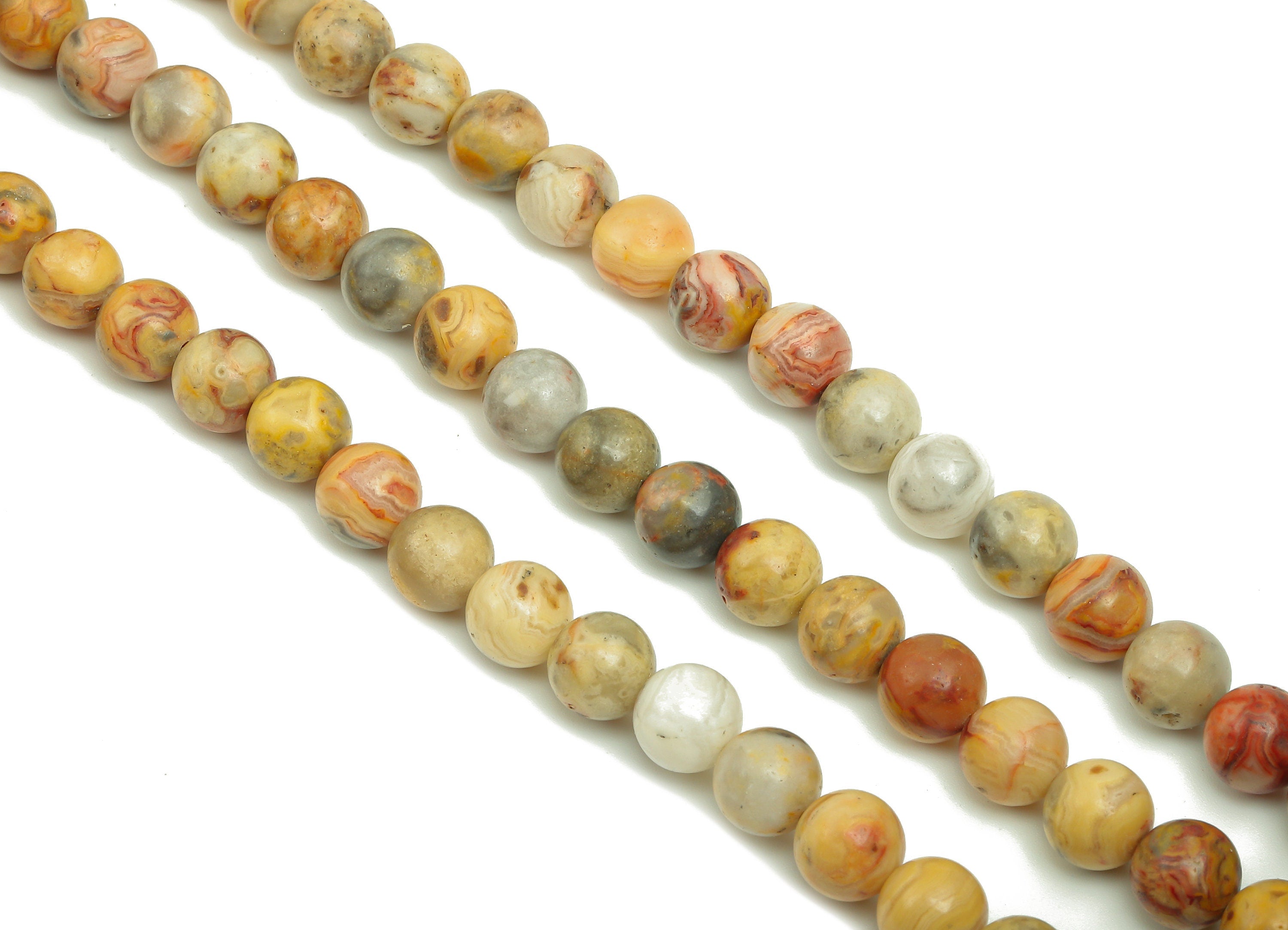 Round Gemstone Round Beads - 8mm Crazy Agate Crystal Beads - 15.5&quot; /45PCS/ 1 Strand - 8.6x8.6mm - Natural Stone Beads - NS1869 - DOMEDBAZAAR