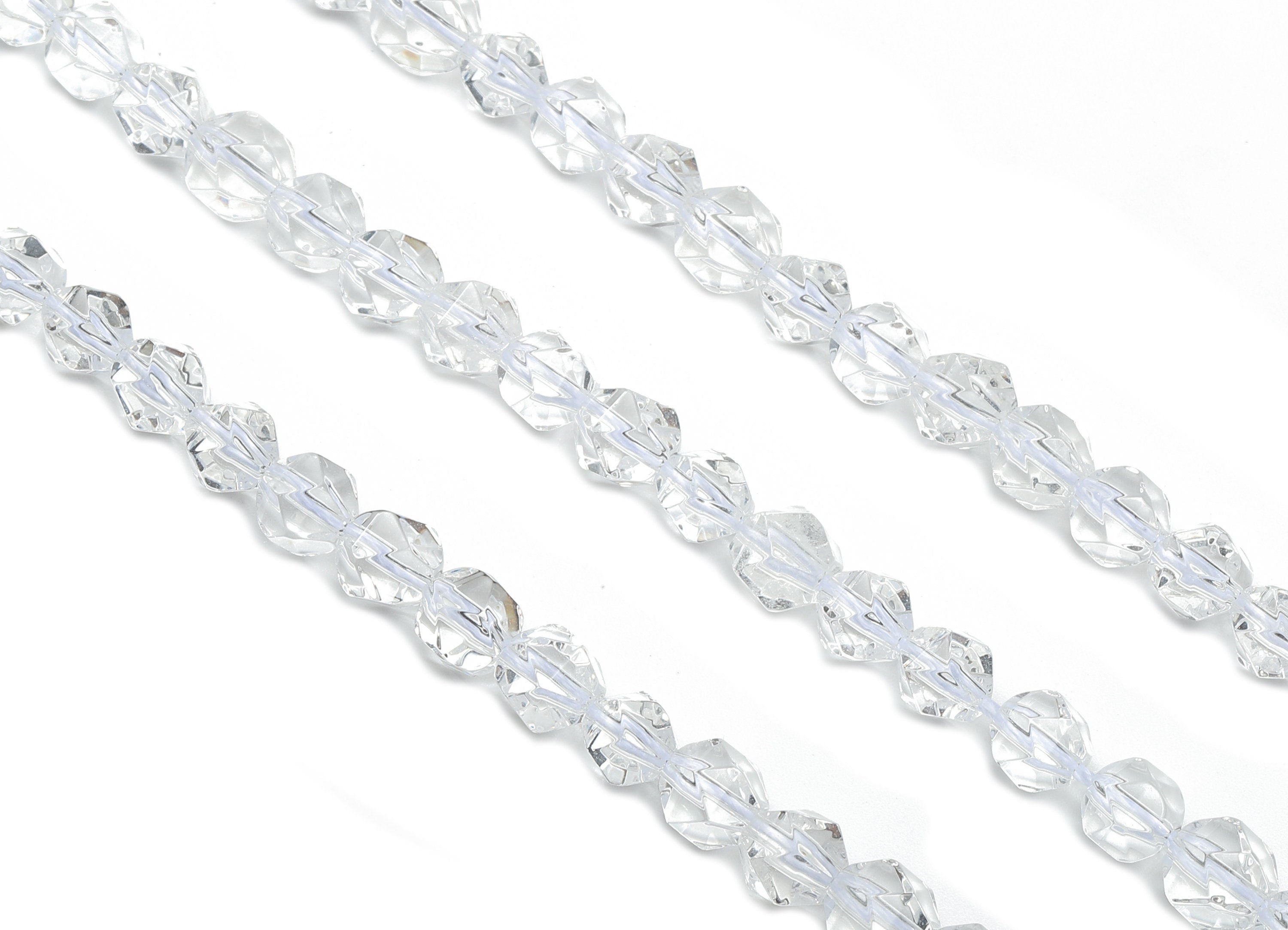 Faceted Round Crystal Beads - Clear Quartz Gemstone Beads - 15.5&quot; /63PCS/ 1 Strand - 6.5x5.5mm - Natural Stone Beads - NS1873 - DOMEDBAZAAR