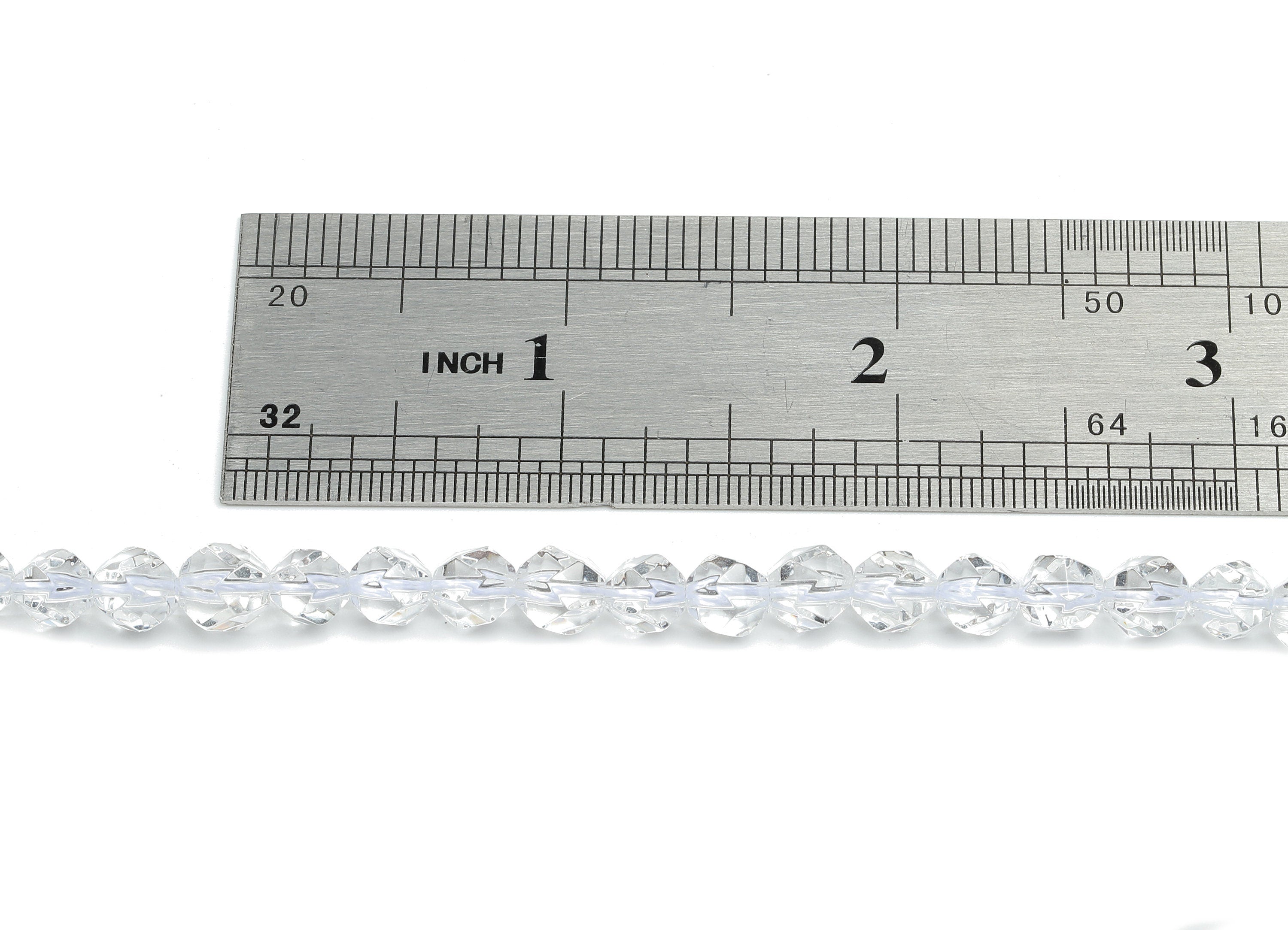Faceted Round Crystal Beads - Clear Quartz Gemstone Beads - 15.5&quot; /63PCS/ 1 Strand - 6.5x5.5mm - Natural Stone Beads - NS1873 - DOMEDBAZAAR