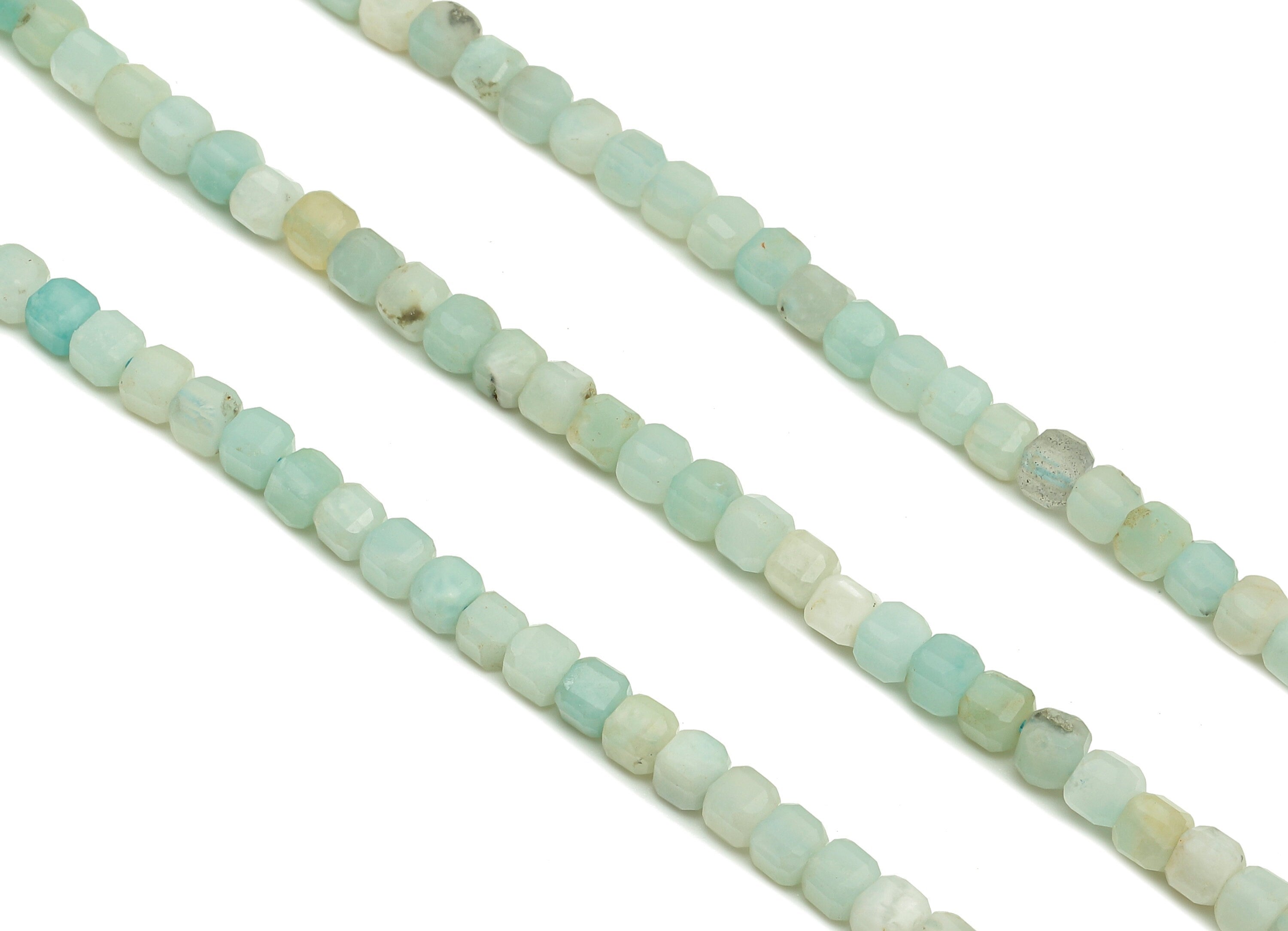Faceted Cube Gemstone Beads - 3mm Amazonite Cube Beads Crystal - 15.5&quot; /1 Strand - 3.3x3.2mm - Natural Stone Beads - NS1877 - DOMEDBAZAAR