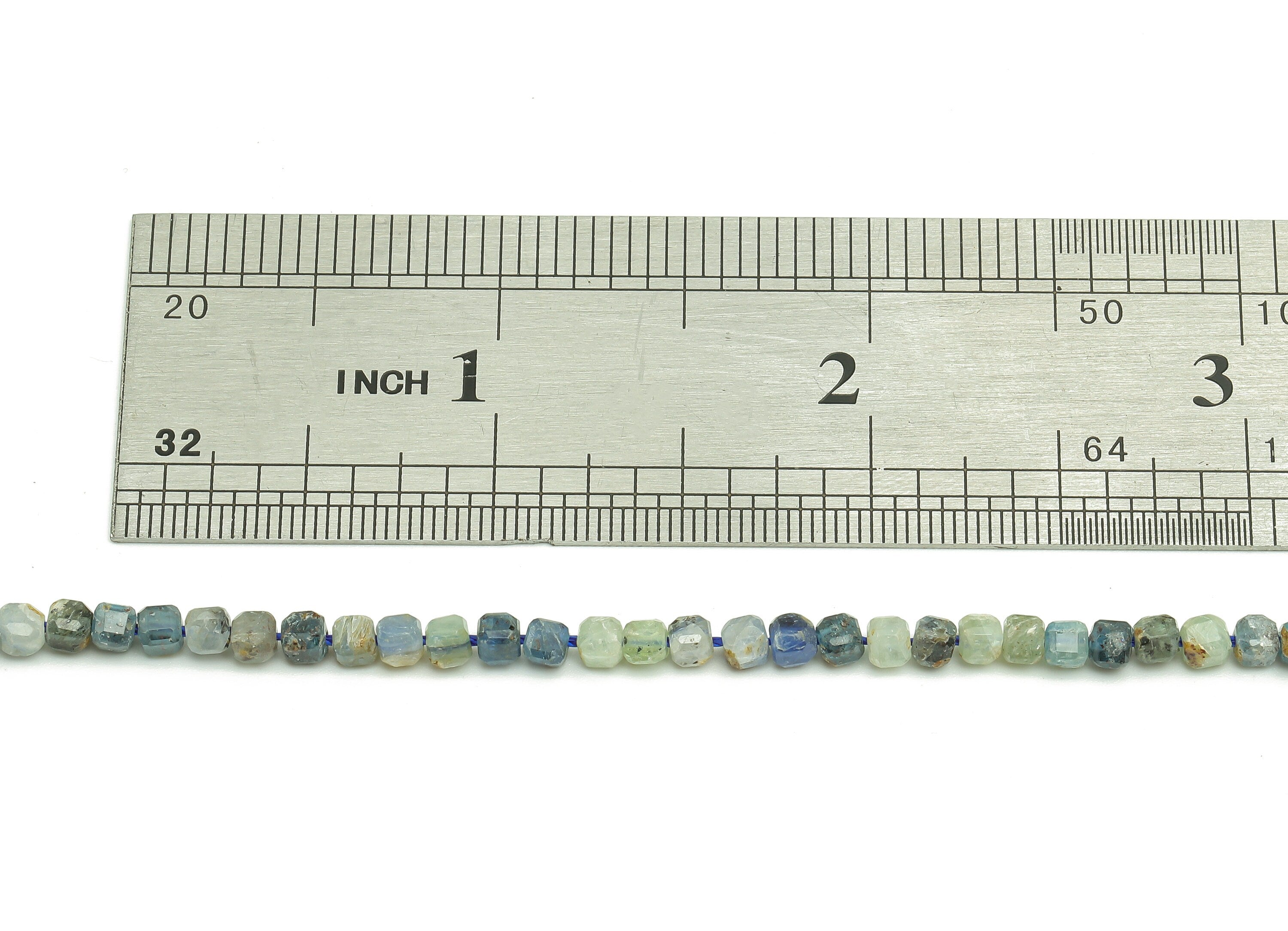 Faceted Cube Gemstone Beads - 3mm Kyanite Cube Beads Crystal - 15.5&quot; /1 Strand - 3x2.9mm - Natural Stone Beads - NS1884 - DOMEDBAZAAR