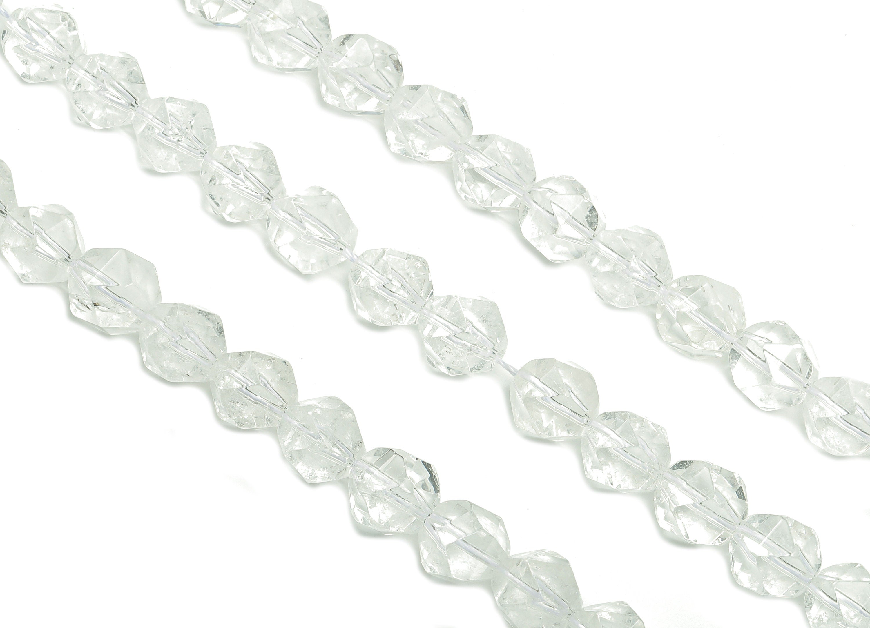 Faceted Round Gemstone Beads - Clear Quartz Huge Beads Crystal - 15.5&quot; /34PCS/ 1 Strand - 11.7x10mm - Natural Stone Beads - NS1876 - DOMEDBAZAAR
