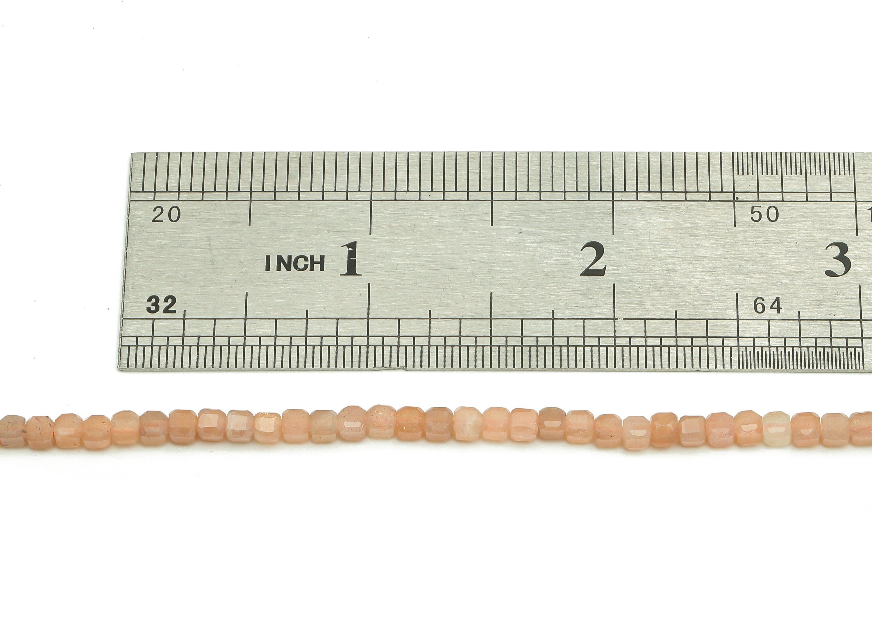 Faceted Cube Gemstone Beads - Orange Moonstone Cube Beads 3mm Crystal Beads - 15.5&quot; /1 Strand - 3x3mm - Natural Stone Beads - NS1880 - DOMEDBAZAAR