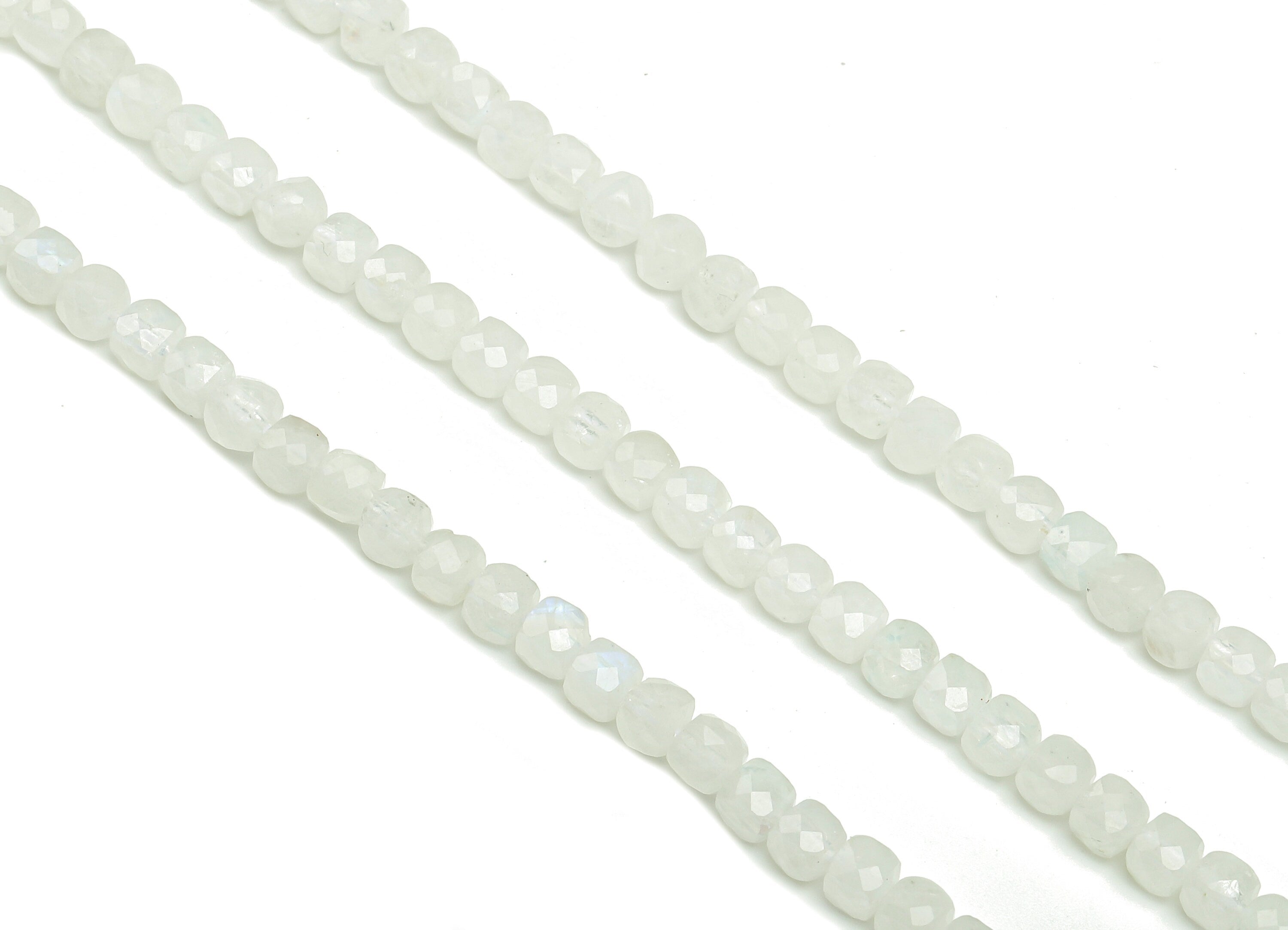 Faceted Cube Gemstone Beads - Blue Crystal 4mm Moonstone Cube Beads - 15.5&quot; /1 Strand - 4x4mm - Natural Stone Beads - NS1881 - DOMEDBAZAAR
